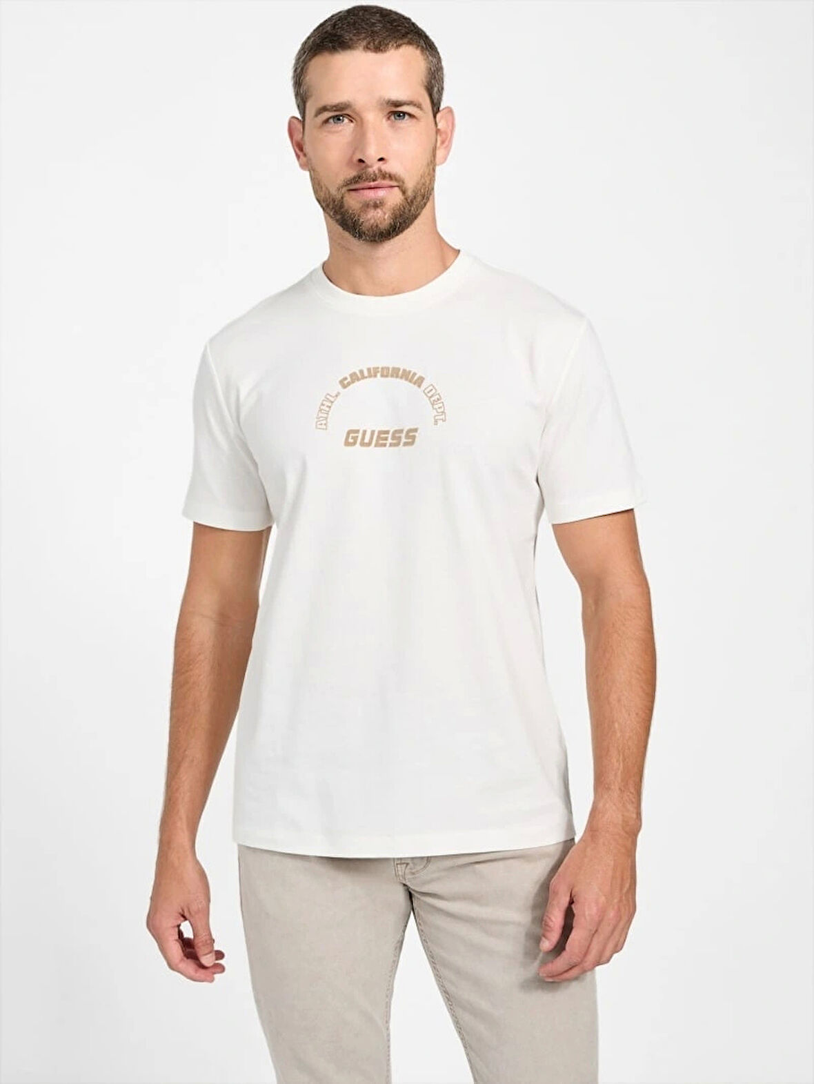 Guess Shiro Erkek Beyaz Aktif Regular Fit T-Shirt Z5BI05I3Z14-G018