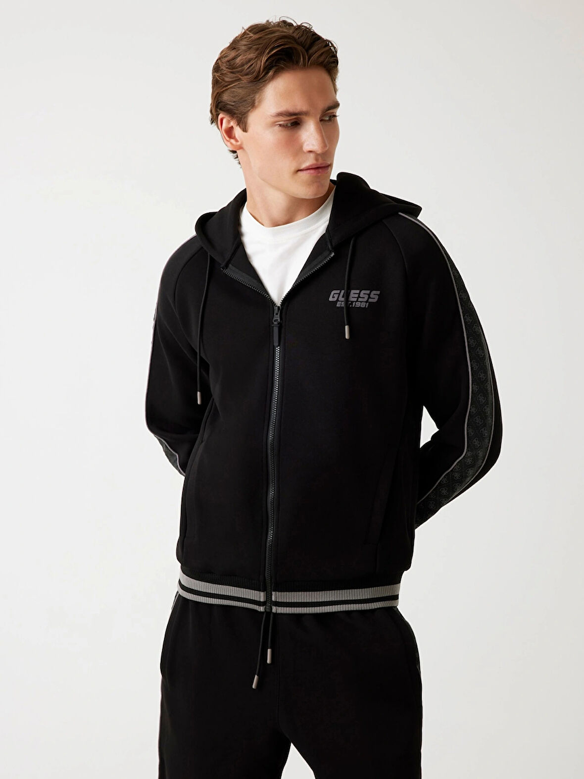 Guess Finlo Erkek Siyah Aktif Sweatshirt Z5BQ12KB3P2-JBLK