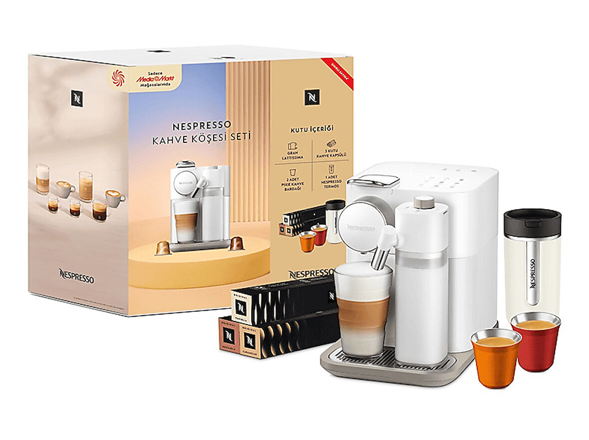 NESPRESSO F541 Kahve Köşesi Seti, Süt Çözümlü Espresso Kahve Makinesi Beyaz