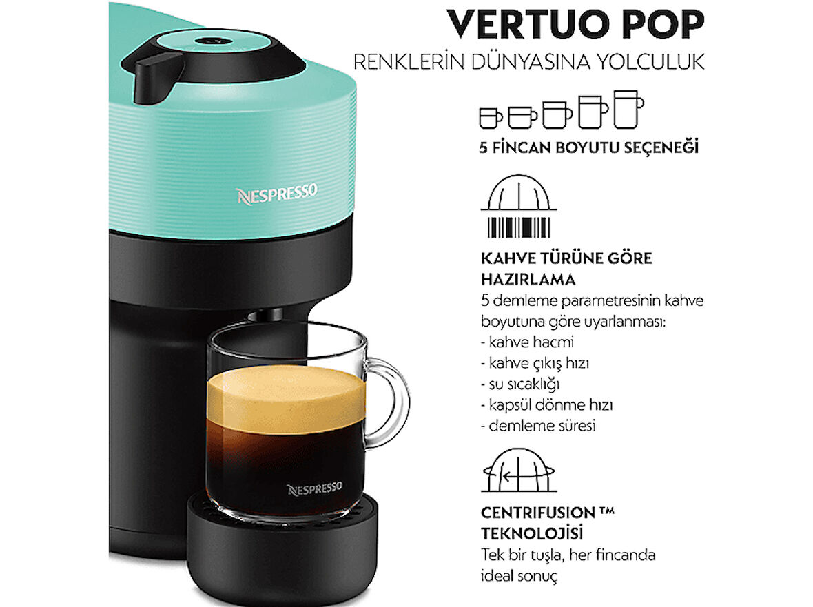 NESPRESSO Vertuo Pop Kapsüllü Kahve Makinesi Su Yeşili