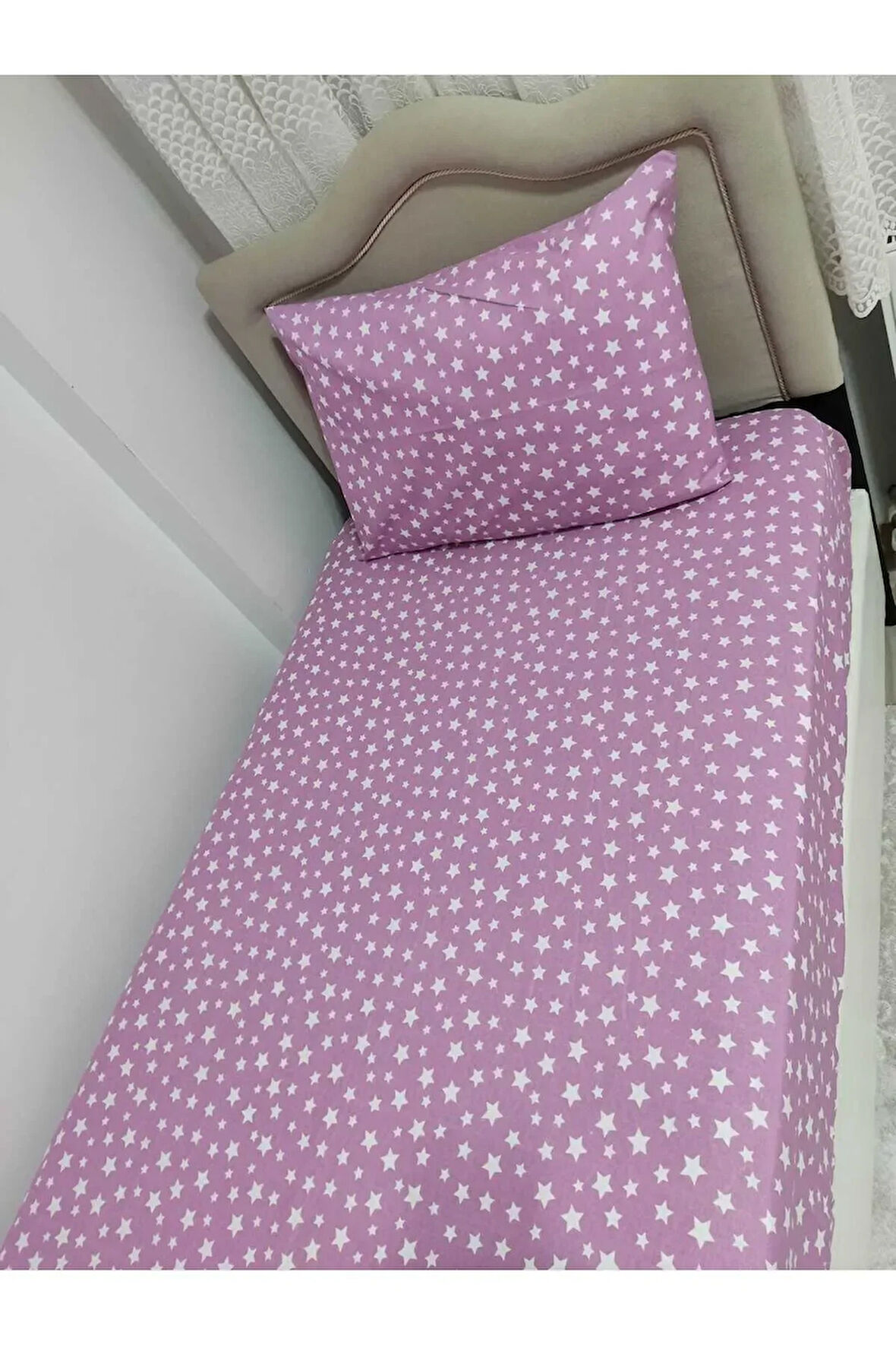 Tek Kişilik Ara Beden Lastikli Çarşaf Takımı 120x200 Yıldız Desen