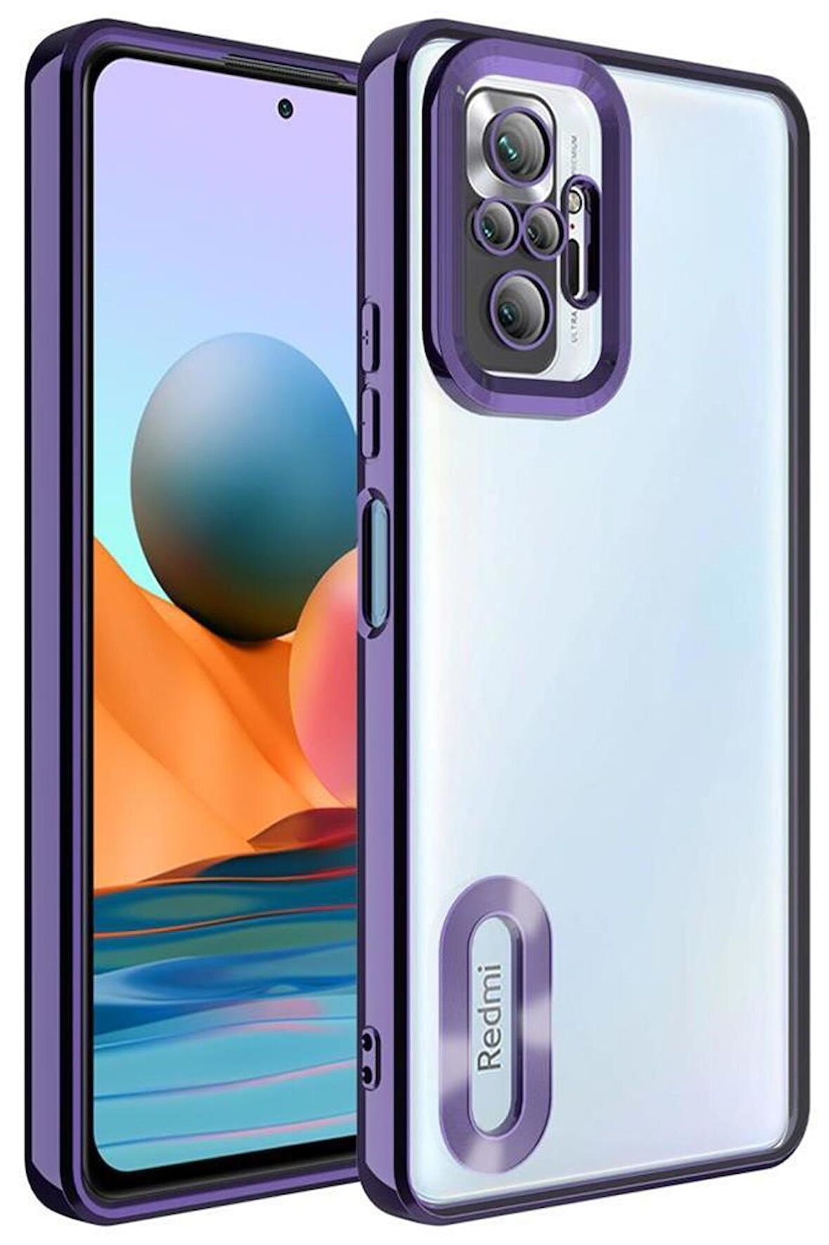 Xiaomi Redmi Note 10 Pro Kılıf Köşeleri Renkli Şeffaf Kamera Korumalı Silikon Luxury Kapak