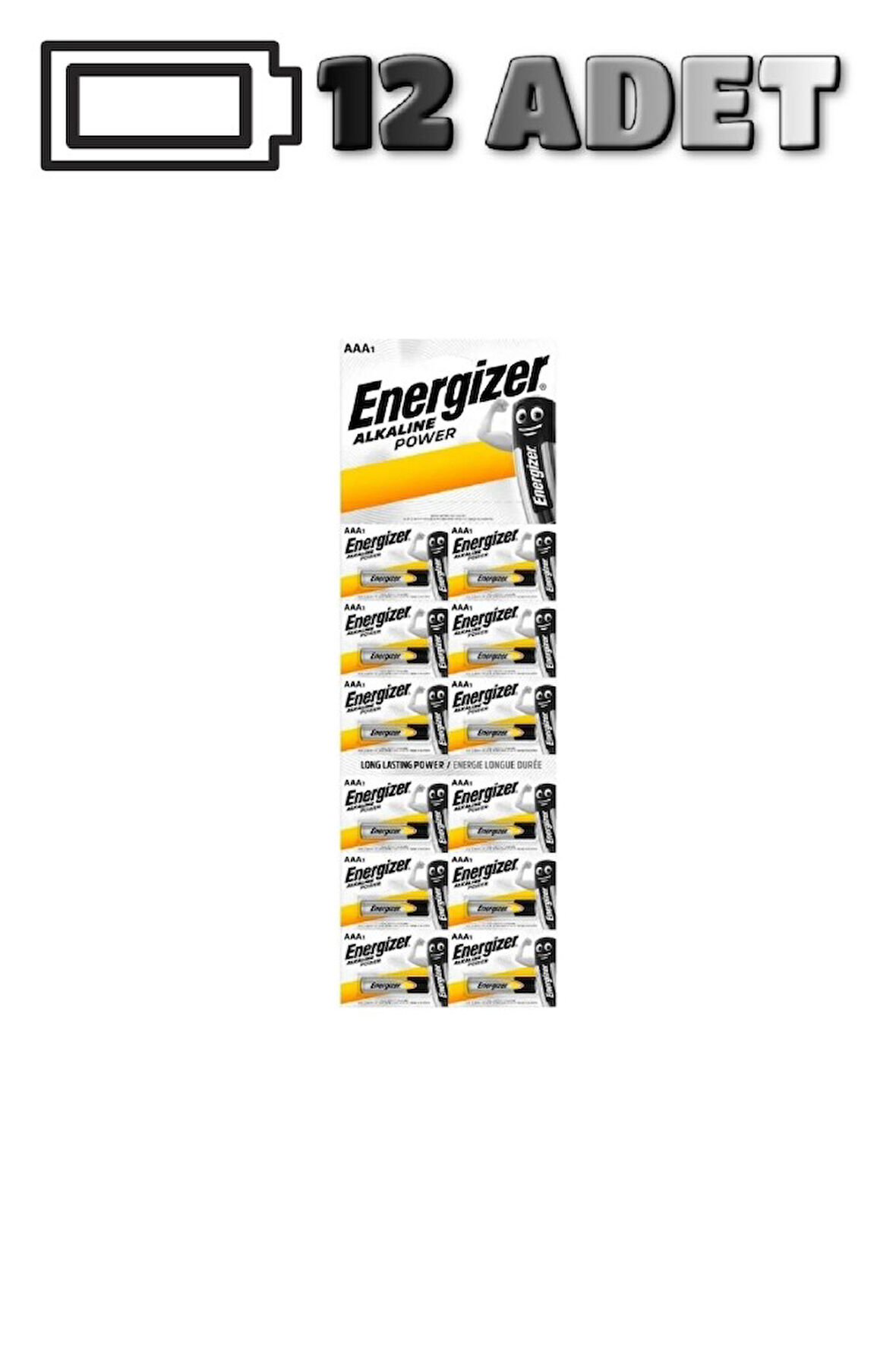 Energizer Alkalin Power İnce Kalem Pil 12 Adet Kartela AAA1