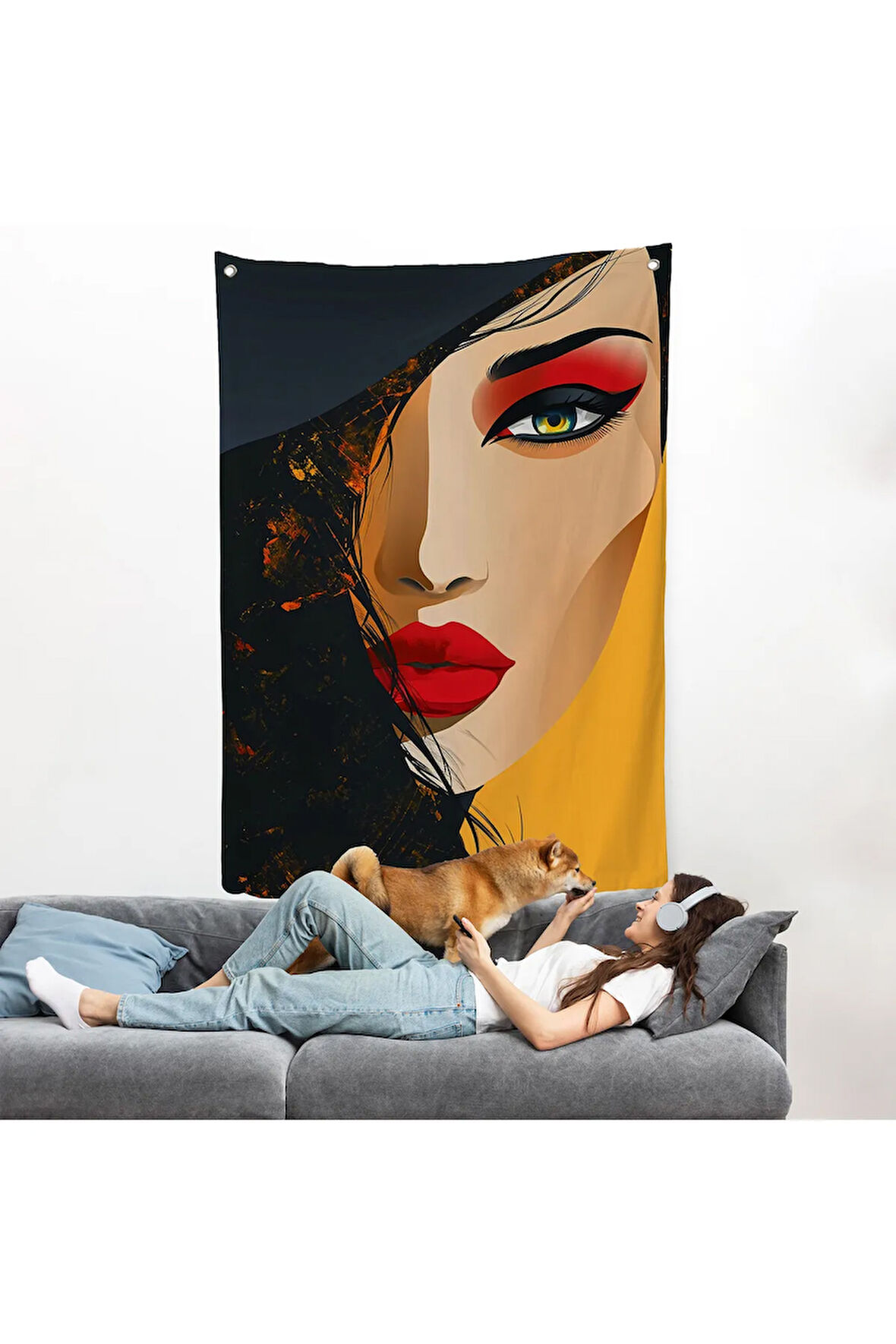 Güzel Soyut Kadın Duvar Örtüsü-7638