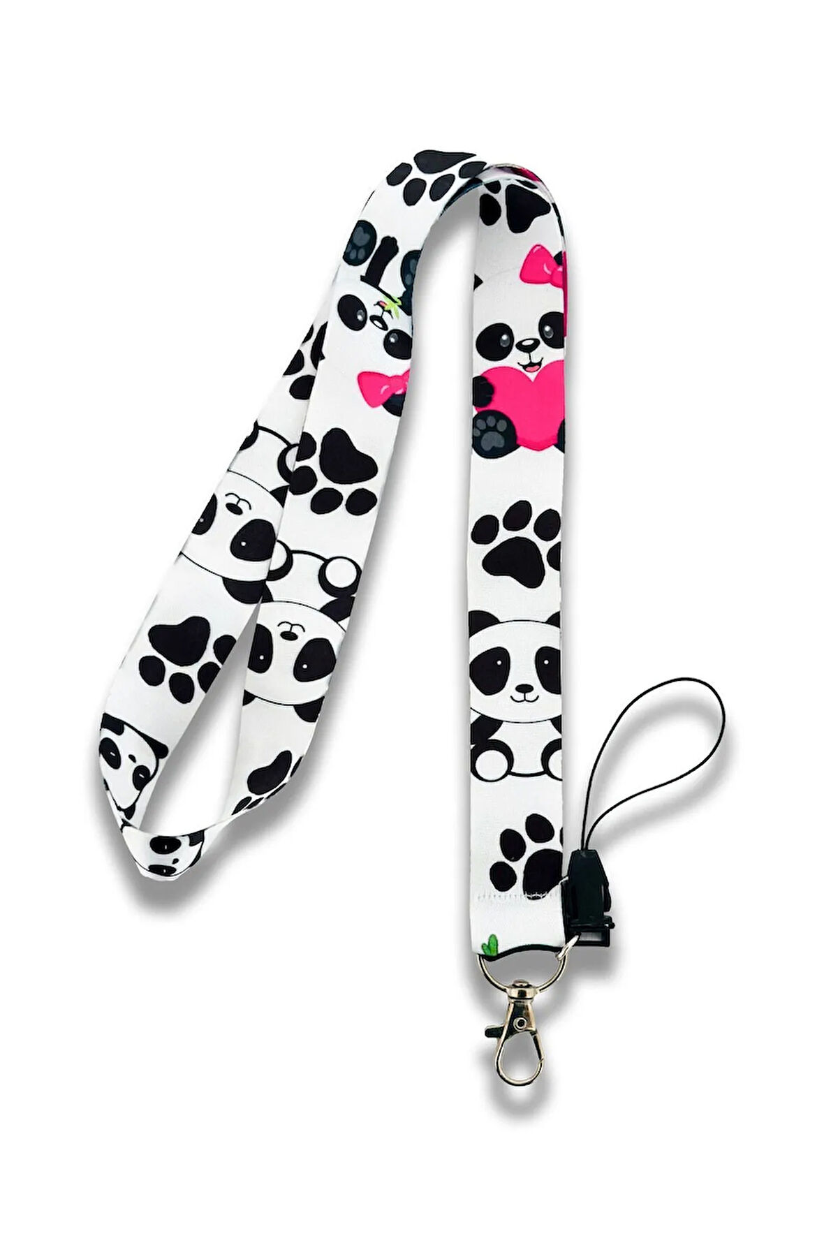 Sevimli Panda Figürlü Boyun İpi Askısı Yaka Kartı Tutucu-Telefon Askısı