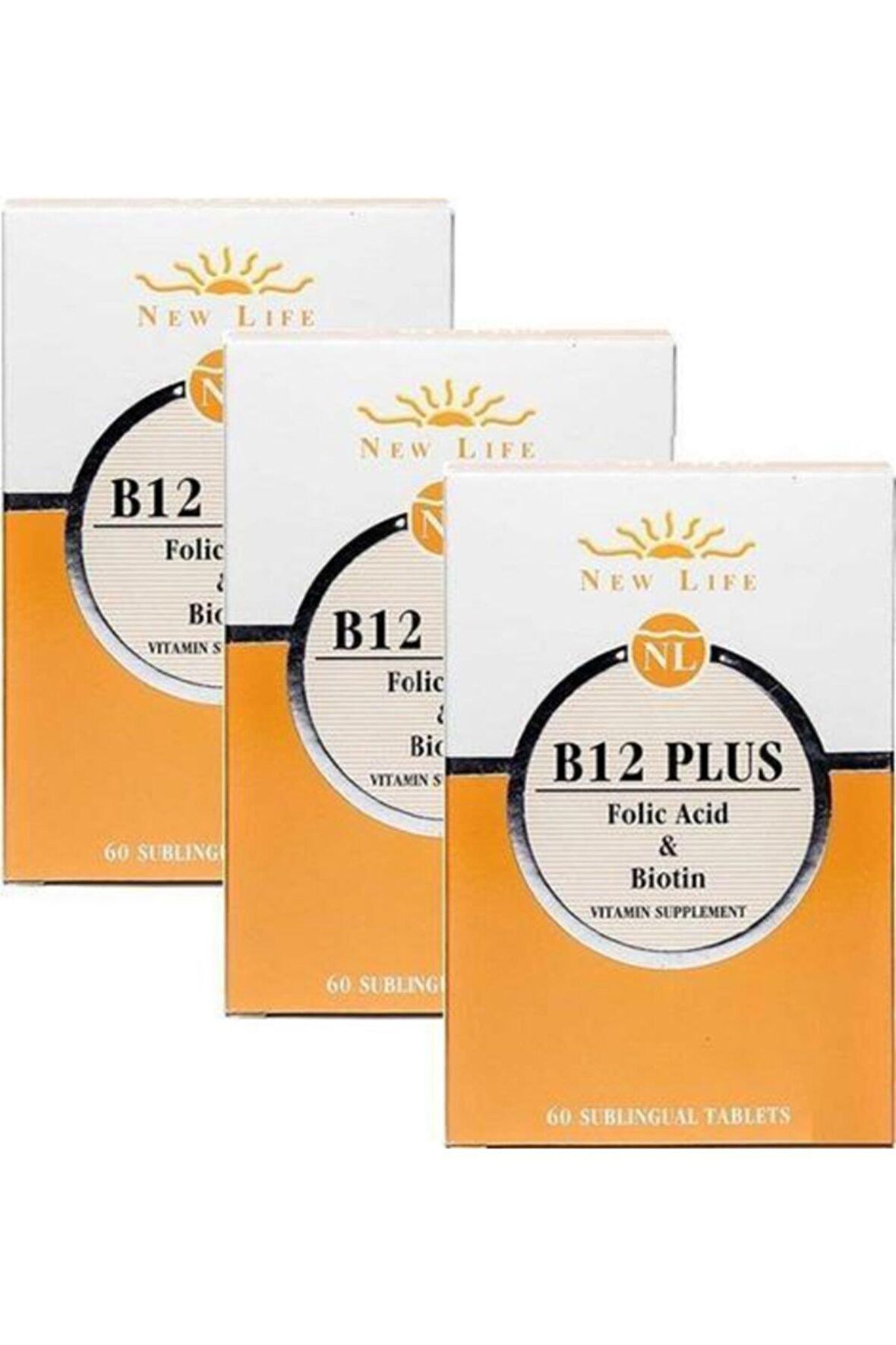 New Life B12 Plus Methylcobalamin 60 Dilaltı Tablet 3 Kutu