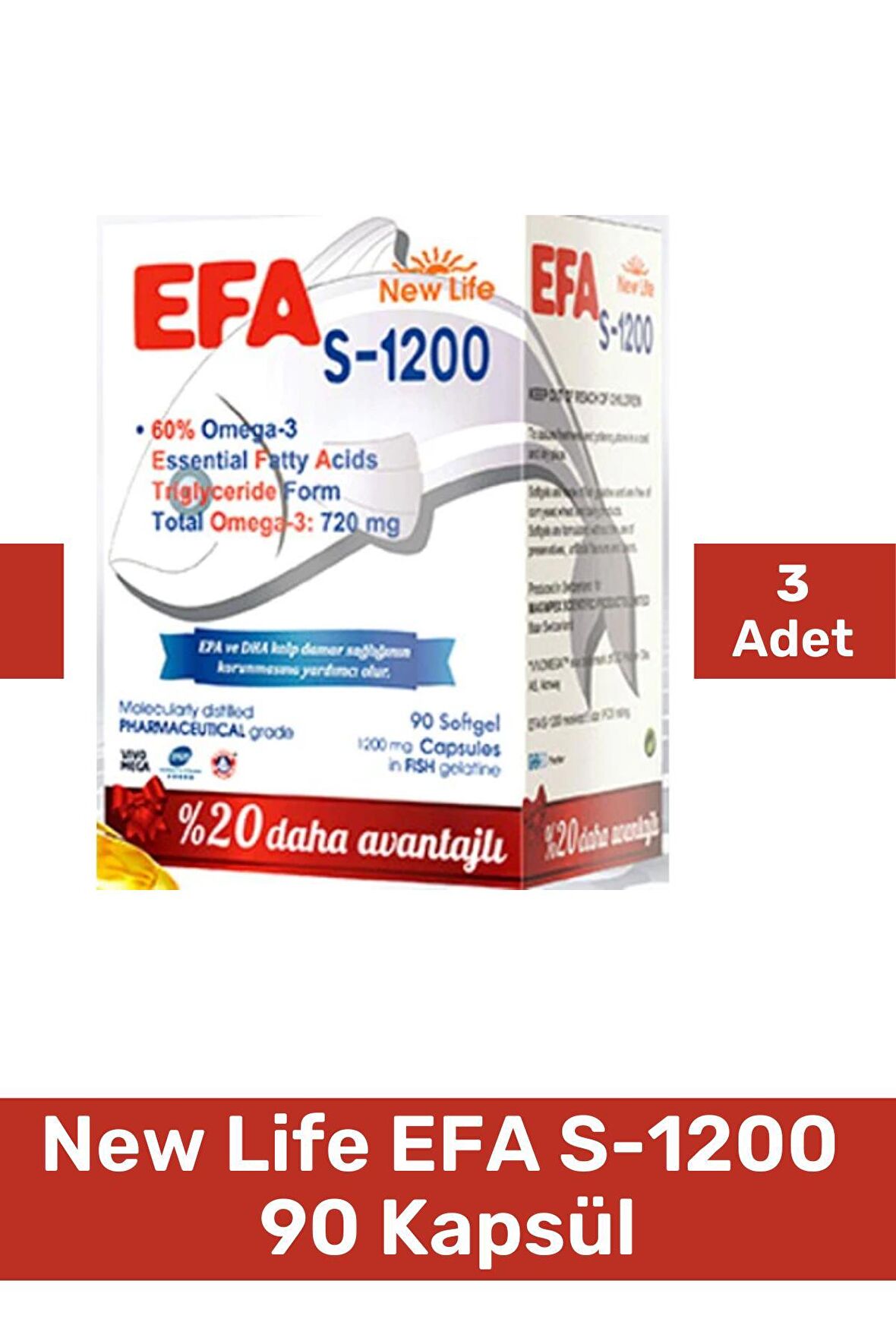 New Life EFA S-1200 Omega-3 90 Kapsül - 3 Adet