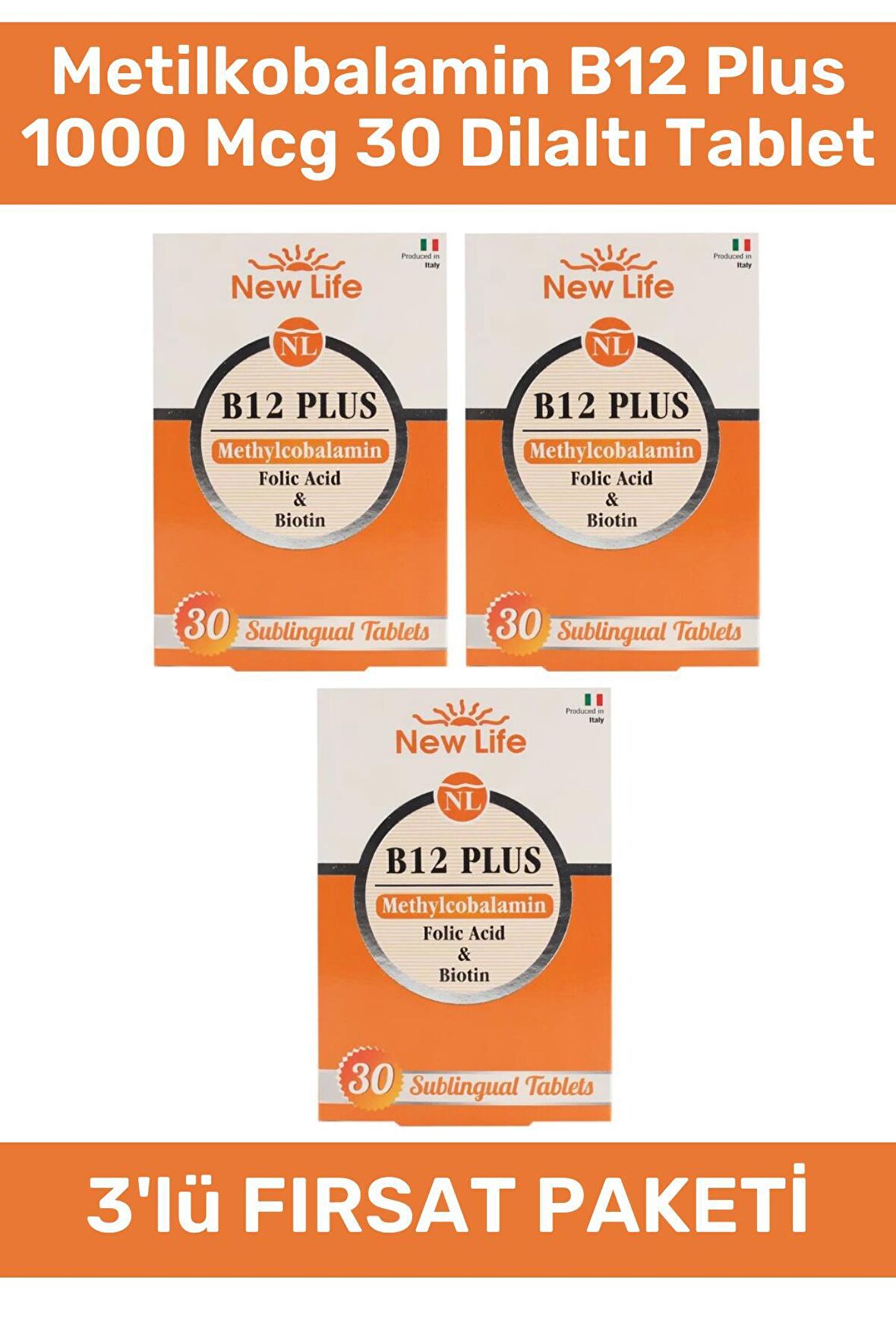 New Life Metilkobalamin B12 Plus 1000 Mcg 30 Dilaltı Tablet - 3 Adet