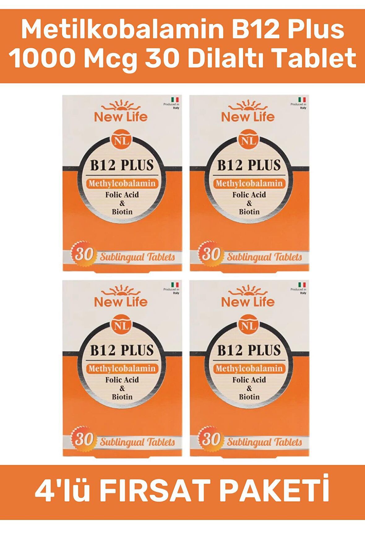 New Life Metilkobalamin B12 Plus 1000 Mcg 30 Dilaltı Tablet - 4 Adet