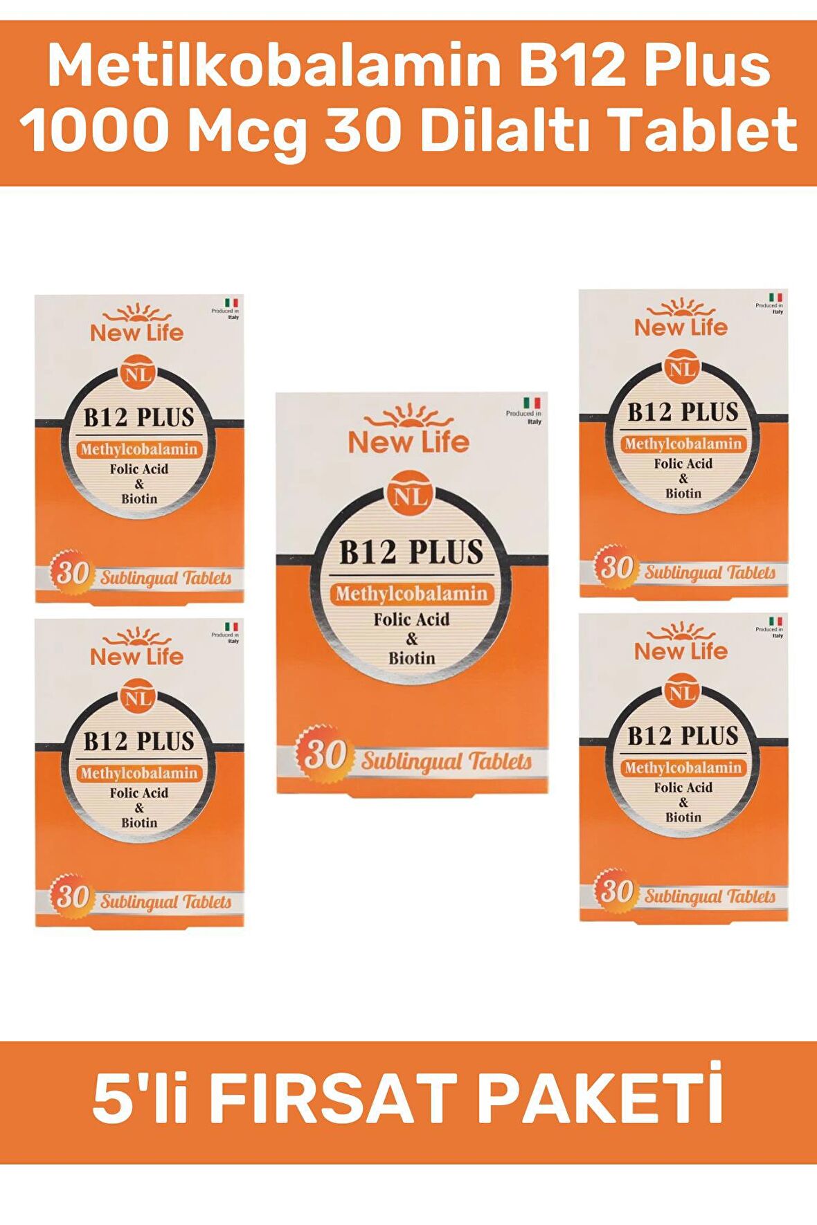 New Life Metilkobalamin B12 Plus 1000 Mcg 30 Dilaltı Tablet - 5 Adet