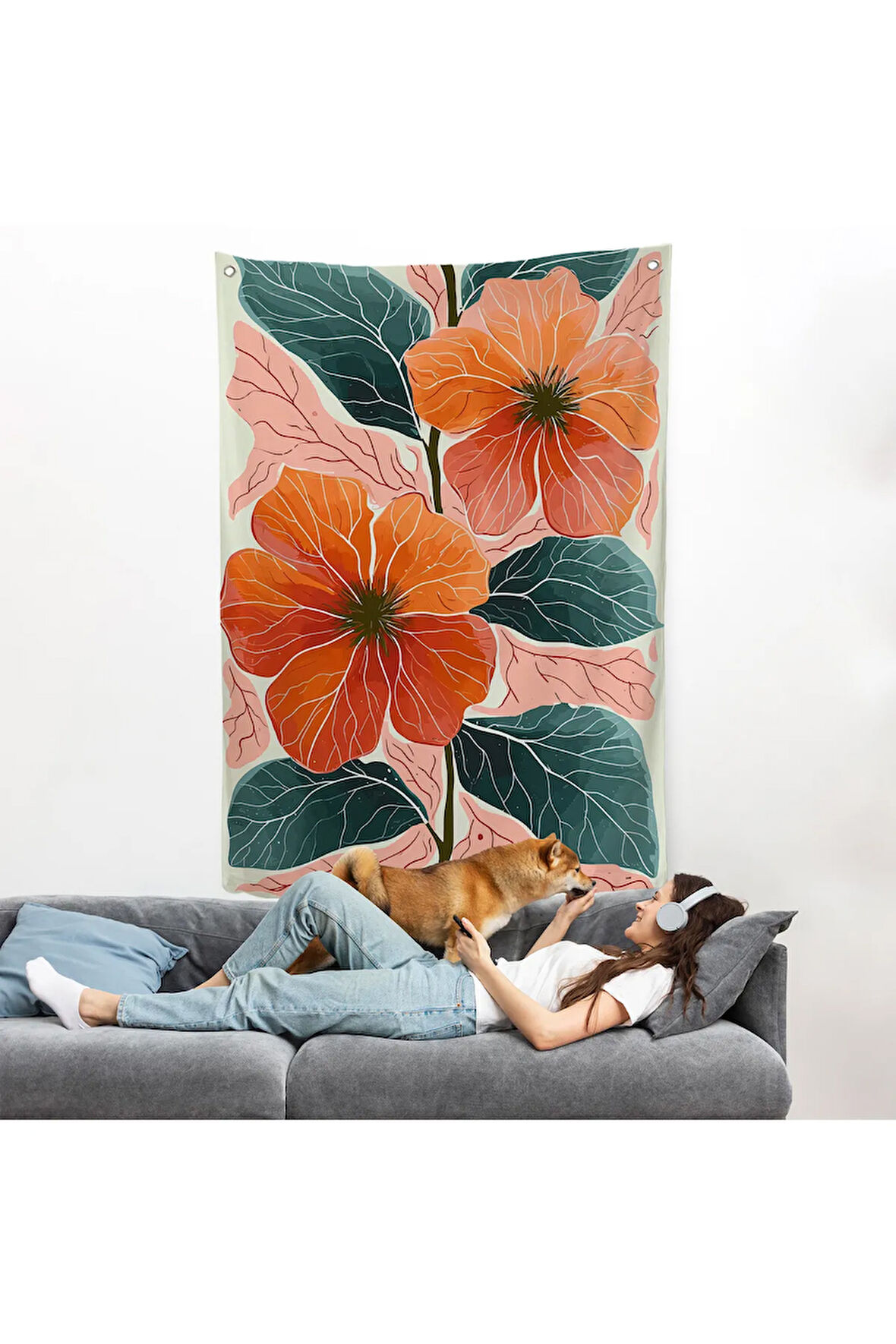 Şakayık Çiçekleri Duvar Örtüsü-7640