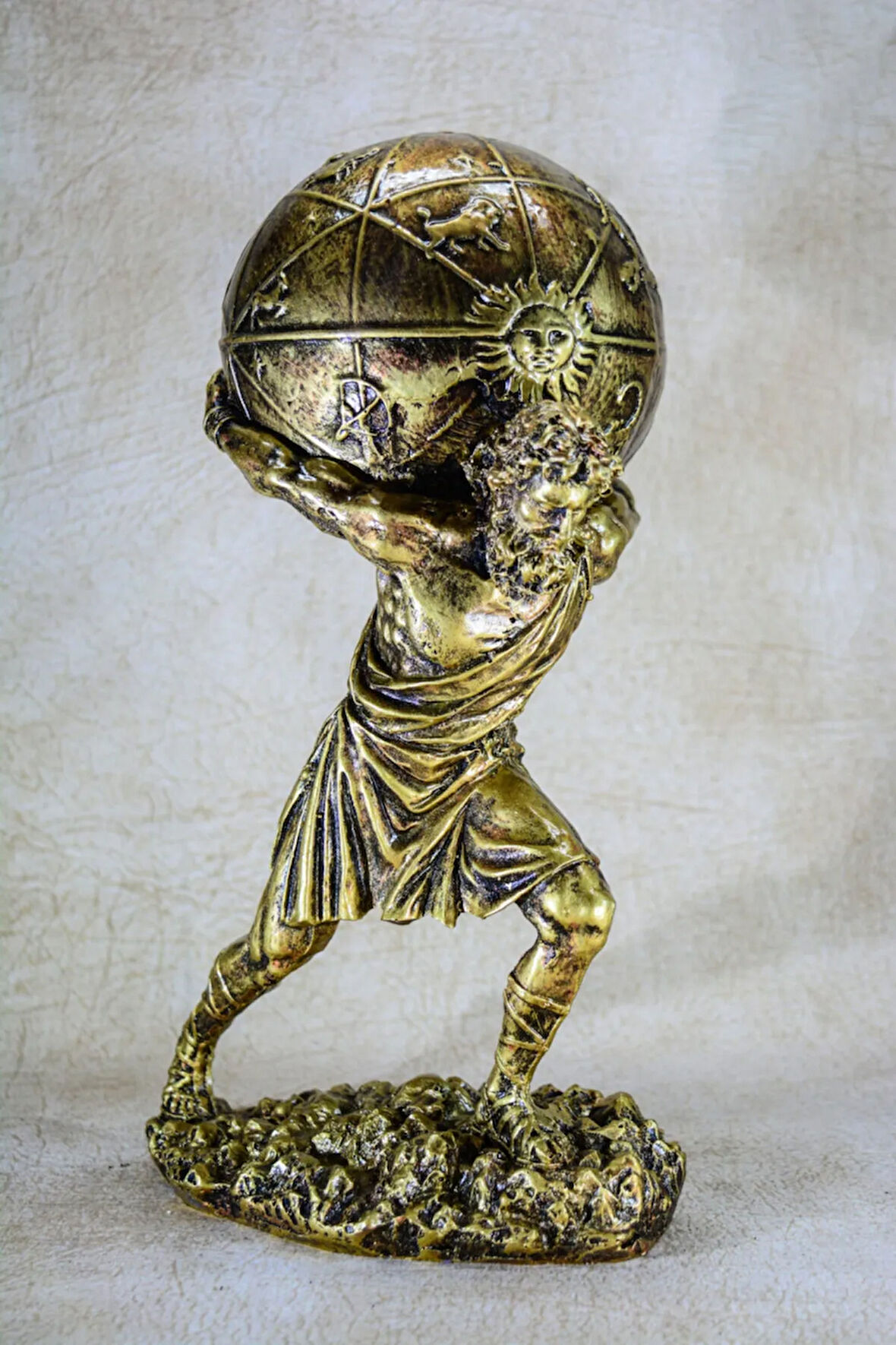 Yunan Tanrısı Atlas Büyük Boy Gold Heykel