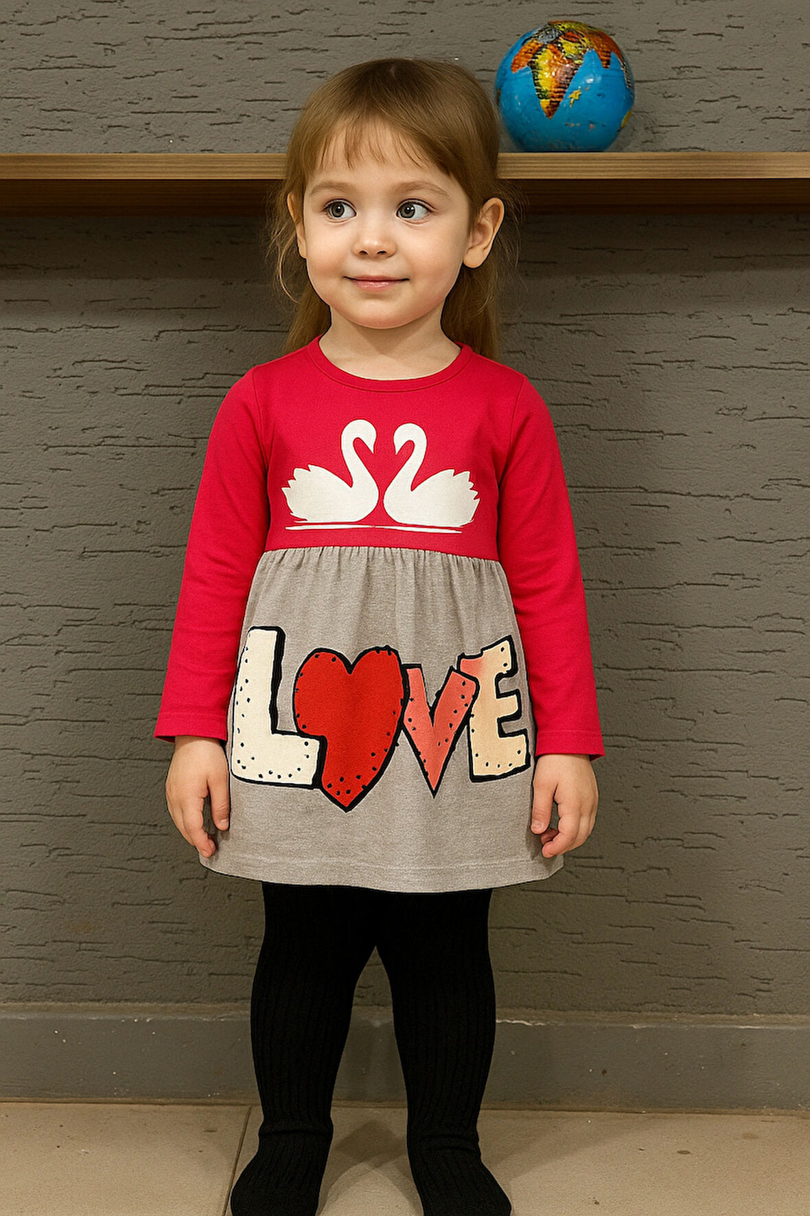 Kız çocuk uzun kollu elbise 