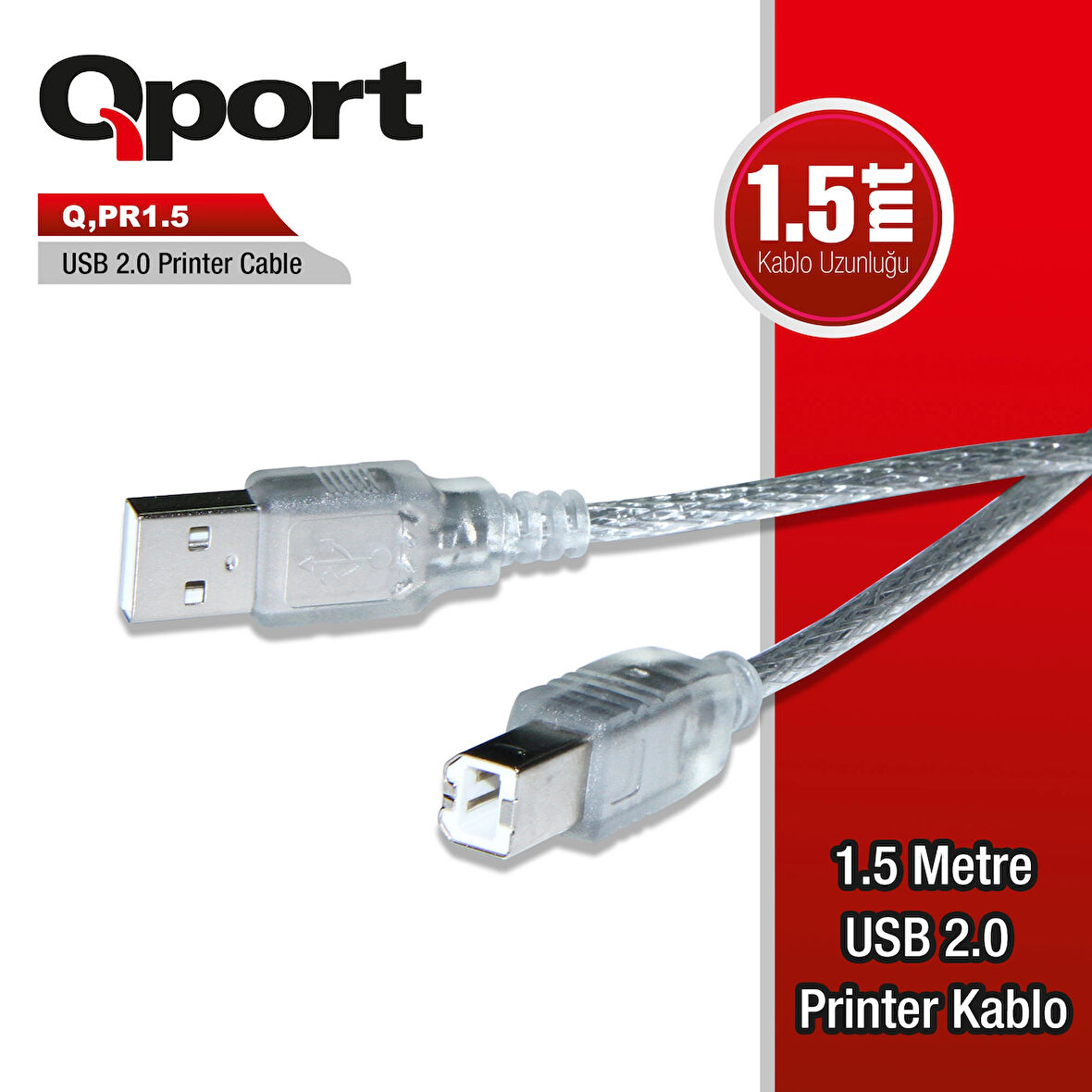 Qport Q-pr1.5 Usb 2.0 1.5 Metre Yazıcı Kablo