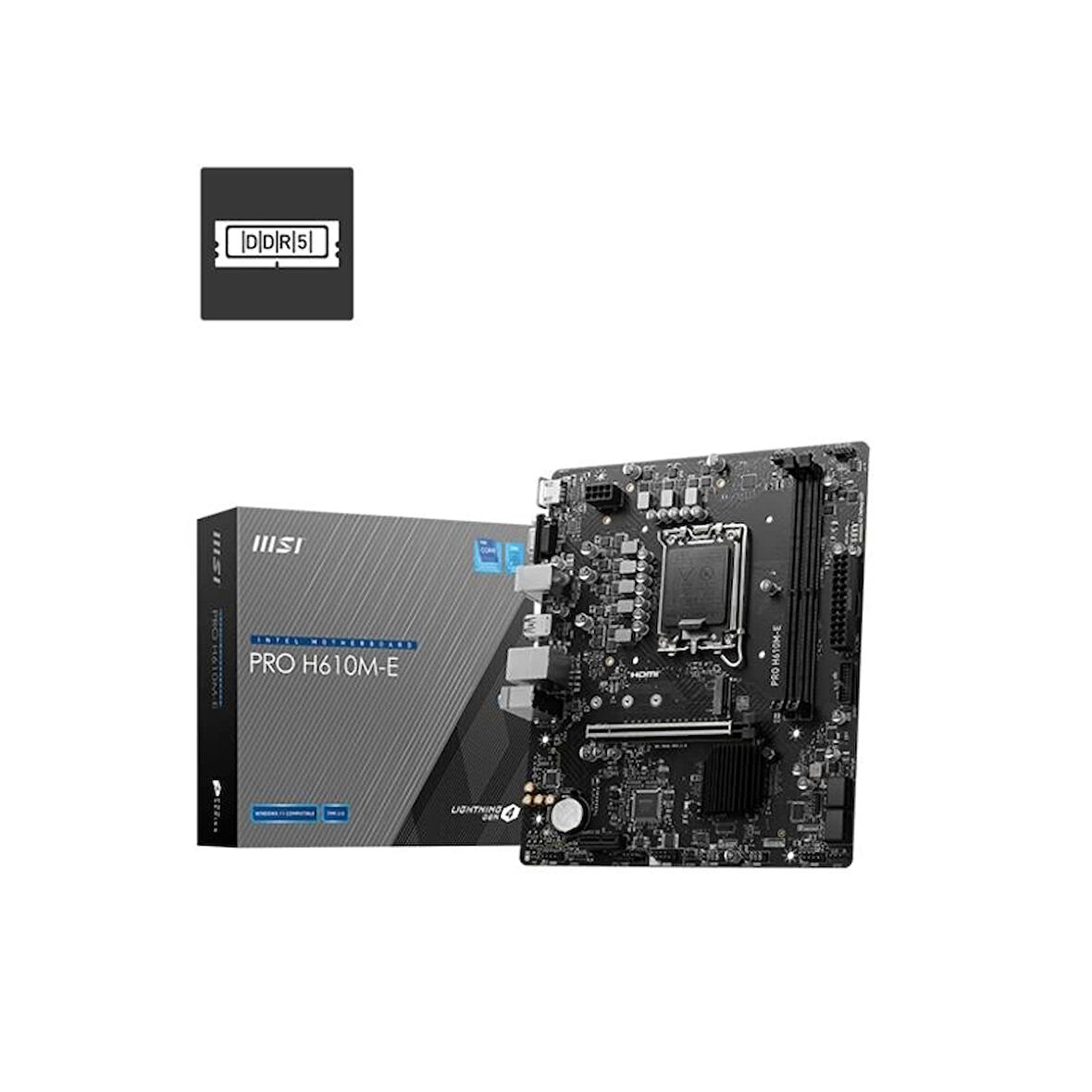Msı Pro H610m-e Ddr5 5600mhz 1xvga 1xhdmı 1xm.2 Usb 3.2 Matx 1700p (12. / 13. Ve 14. Nesil İşlemci Uyumlu)