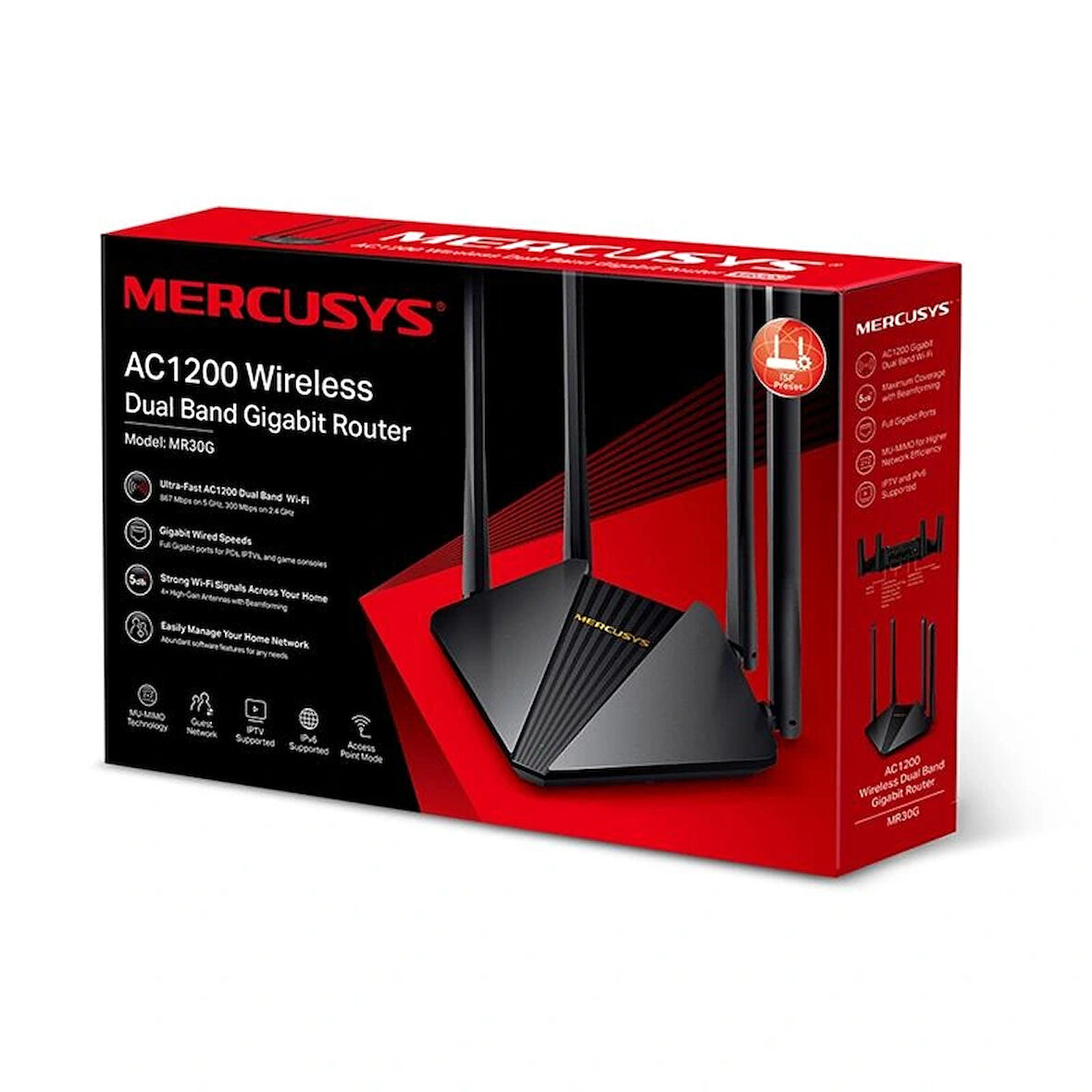 Tp-lınk Mercusys Mr30g Ac1200 867/5ghz 300/2.4ghz Dual Band Kablosuz Gıgabıt Router