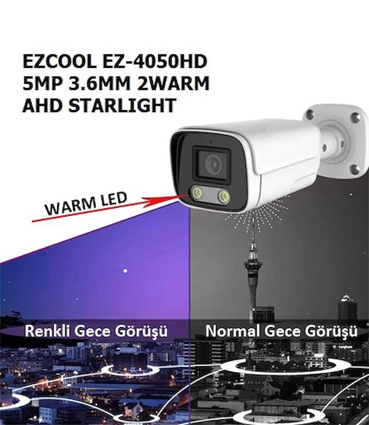 Ezcool Ez-4050hd 5mp 3.6mm Fullcolor Ahd Bullet Kamera