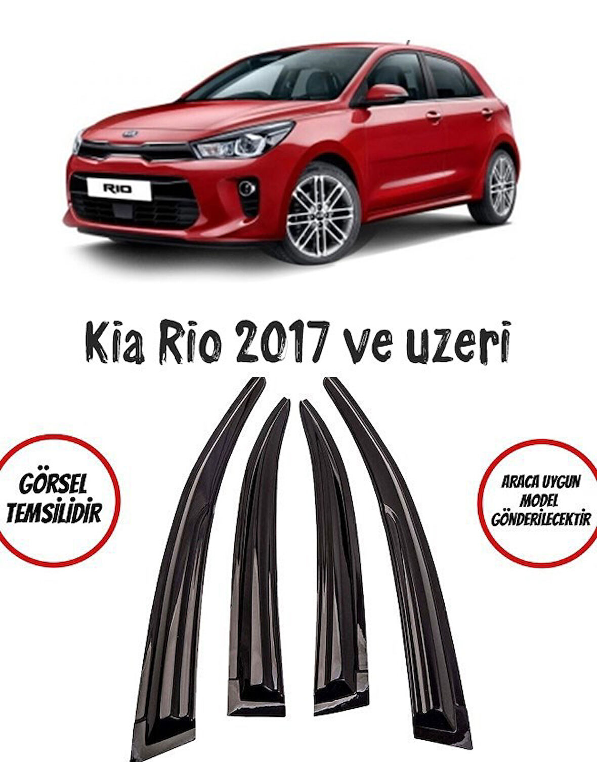 Kia Rio 2017 Ve Üzeri Cam Rüzgarlığı 4lü Takım