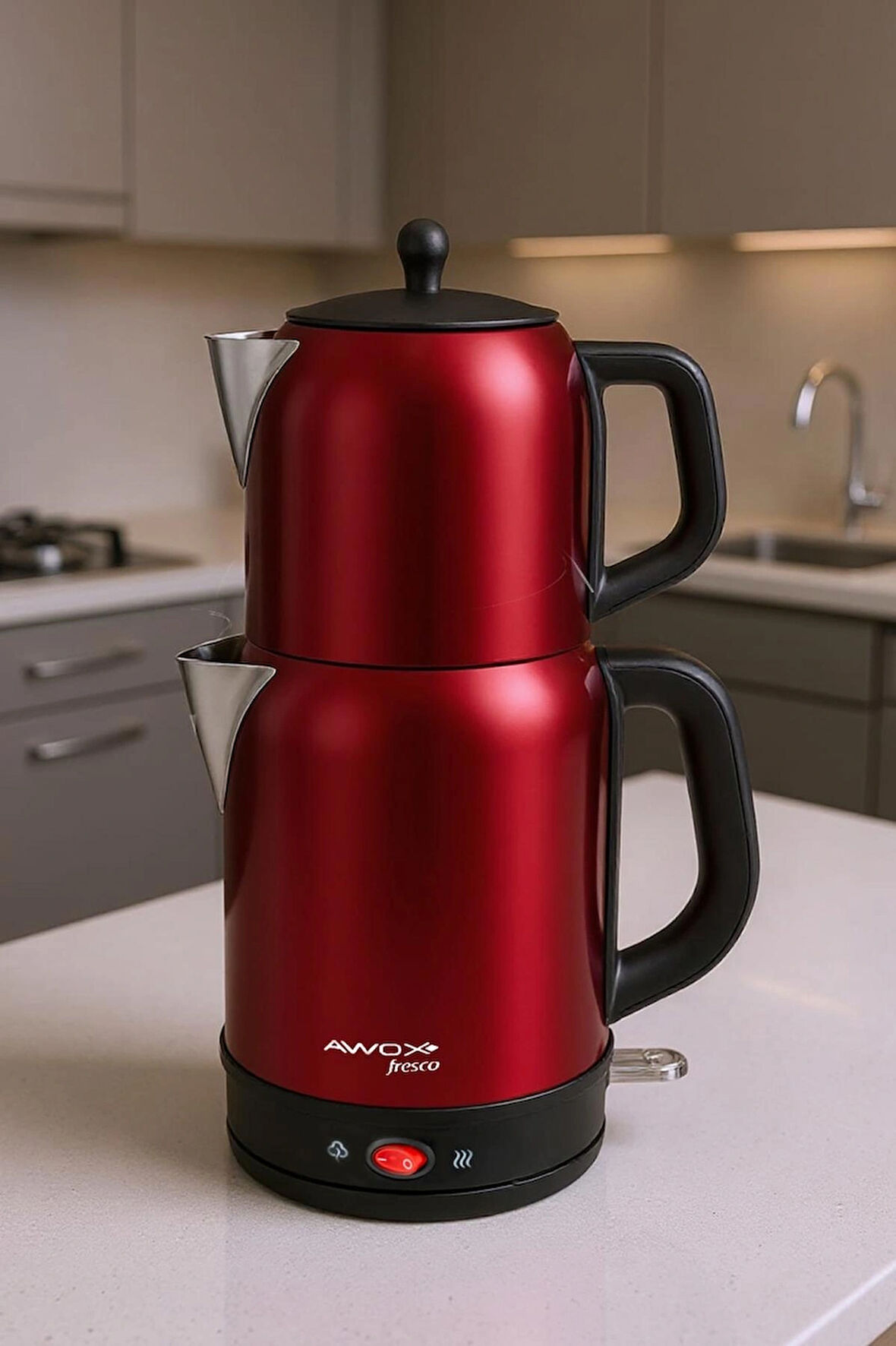 Awox Fresco 2'si 1 Arada Paslanmaz Çelik Çay Makinesi & Su Isıtıcı Kettle
