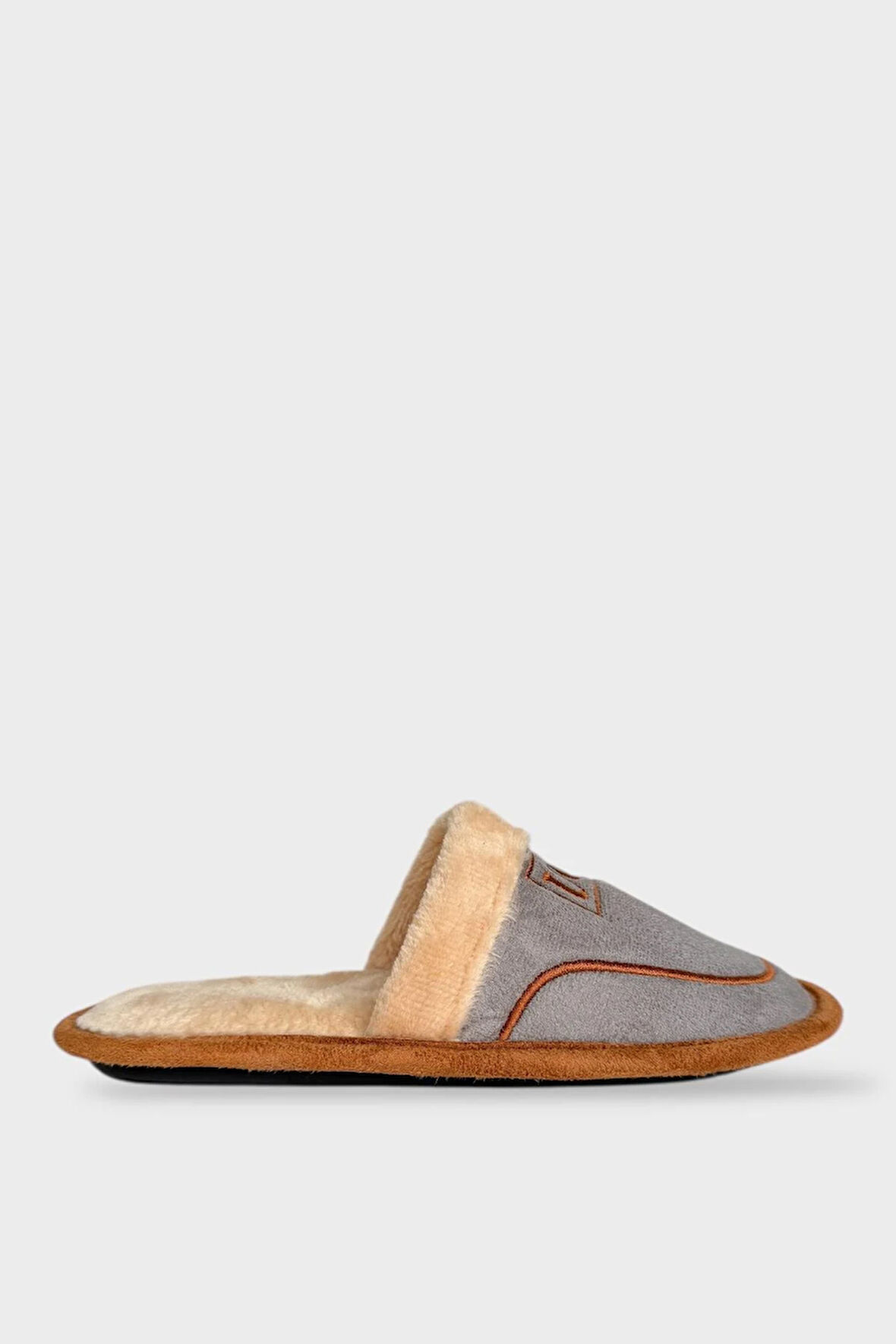 İçi Peluş Kaydırmaz Taban Bohça Unisex Ev Terliği GRİ