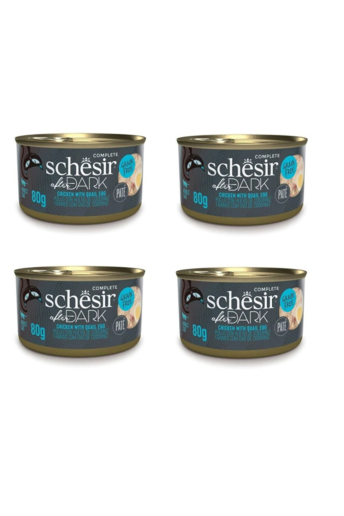 Schesir After Dark Pate Tavuk ve Bıldırcın Yumurtalı Kedi Konserve 80 Gr. X 4 Adet