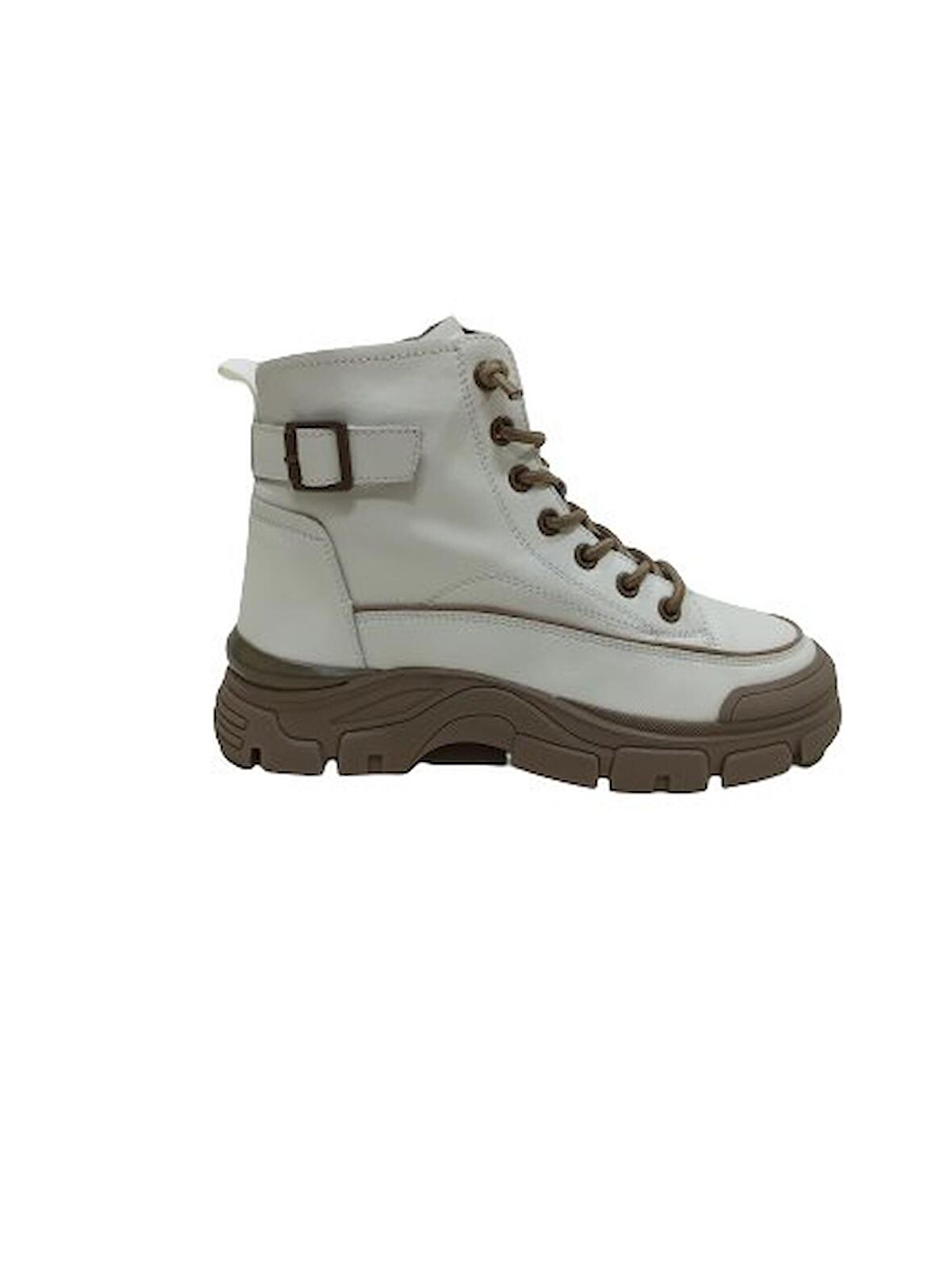 GUJA BEJ KREM DERİ KADIN SNEAKER BOT AYAKKABI