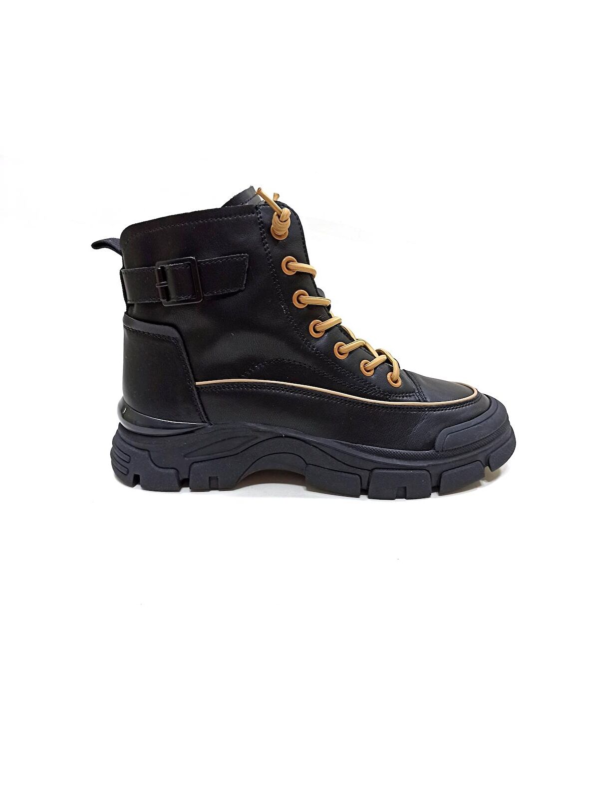 GUJA SİYAH DERİ KADIN SNEAKER BOT AYAKKABI