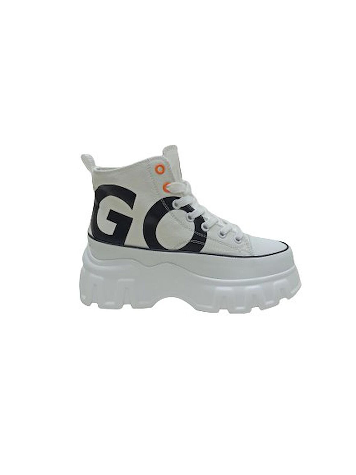 GUJA BEYAZ KETEN KADIN SNEAKER BOT AYAKKABI
