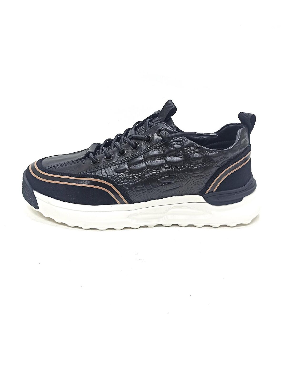 GUJA SİYAH ERKEK DERİ SNEAKER SPOR AYAKKABI