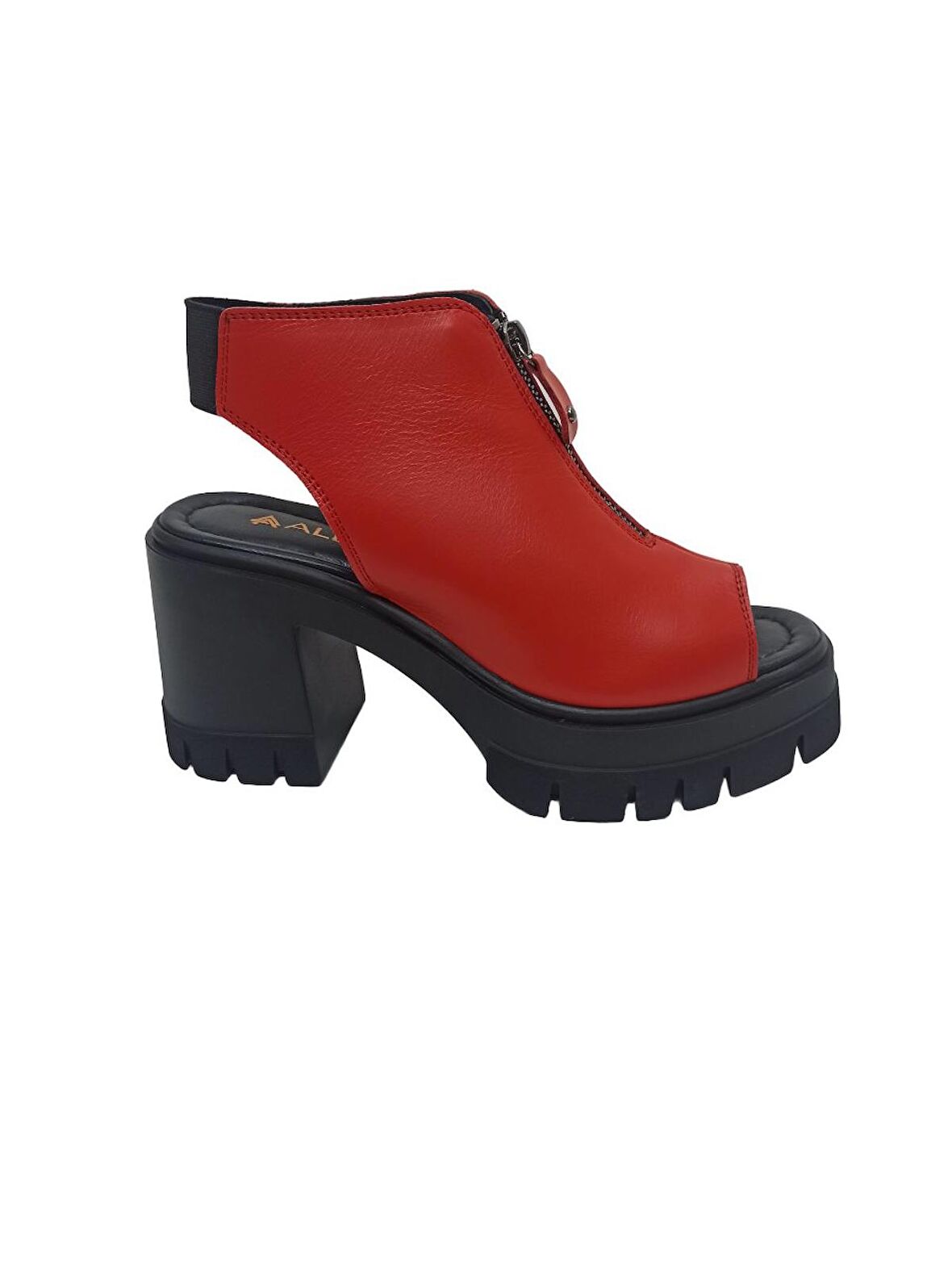 ALBİNİ KIRMIZI DERİ KADIN PLATFORM SANDALET AYAKKABI
