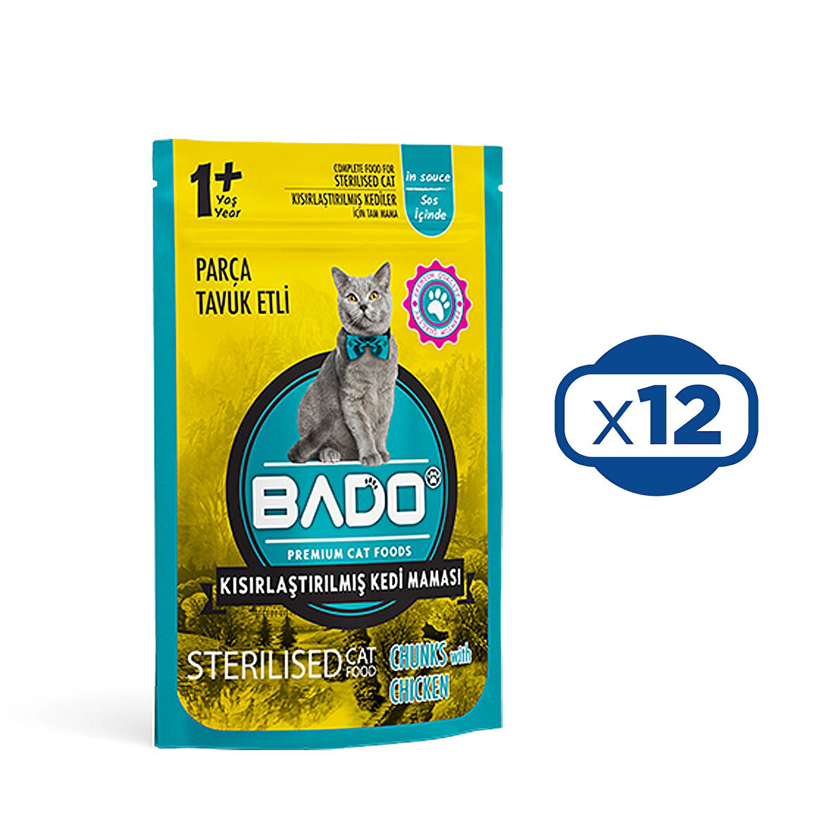 Bado Yaş Tavuklu Kısırlaştırılmış Kedi Maması 85 gr x 12 Adet