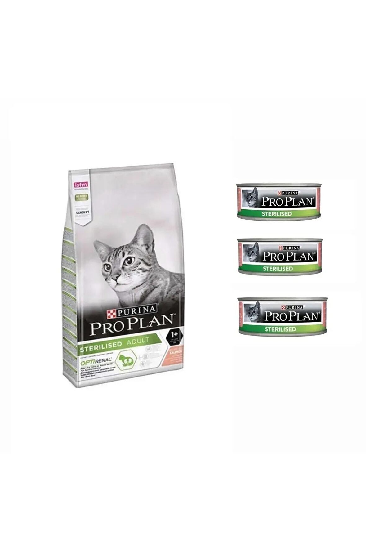 Pro Plan Sterilised Somonlu Kısırlaştırılmış Kedi Maması 10 Kg + 3 Adet Konserve Yaş Mama 85 Gr
