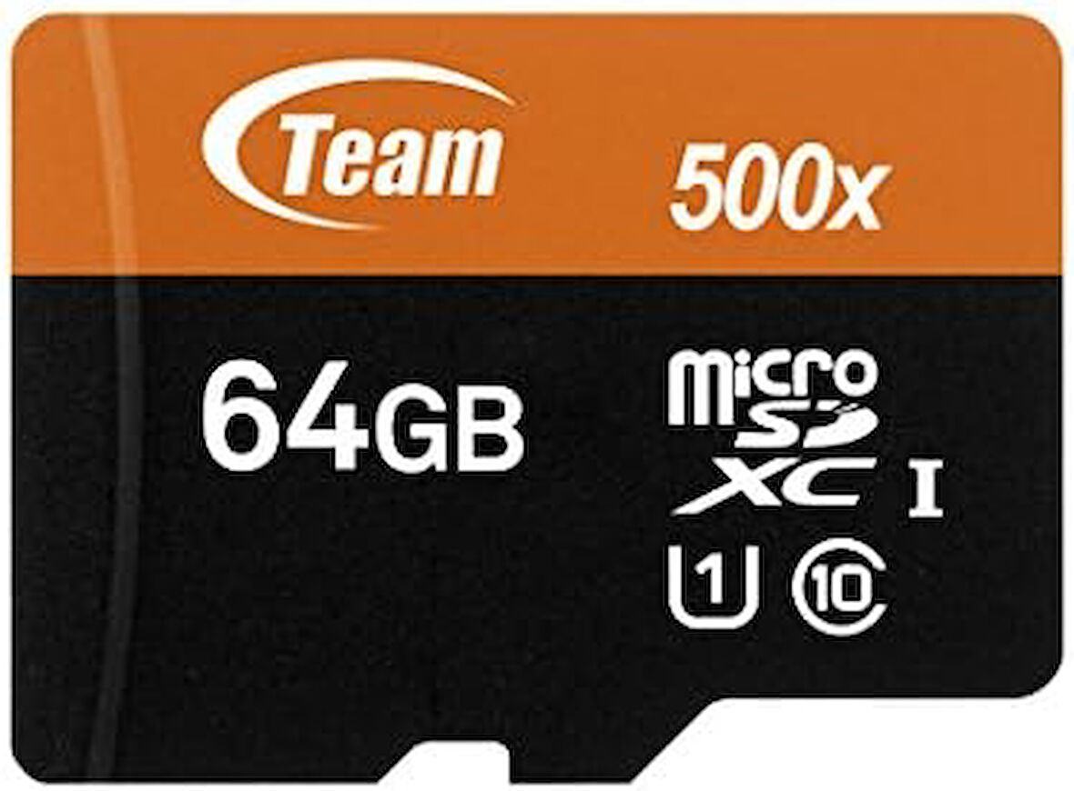 TEAM 500X 64 GB 100MB/s Mikro SDXC Class 10 USH-I Hafıza Kartı + Adaptör (TUSDX64GUHS03) OUTLET