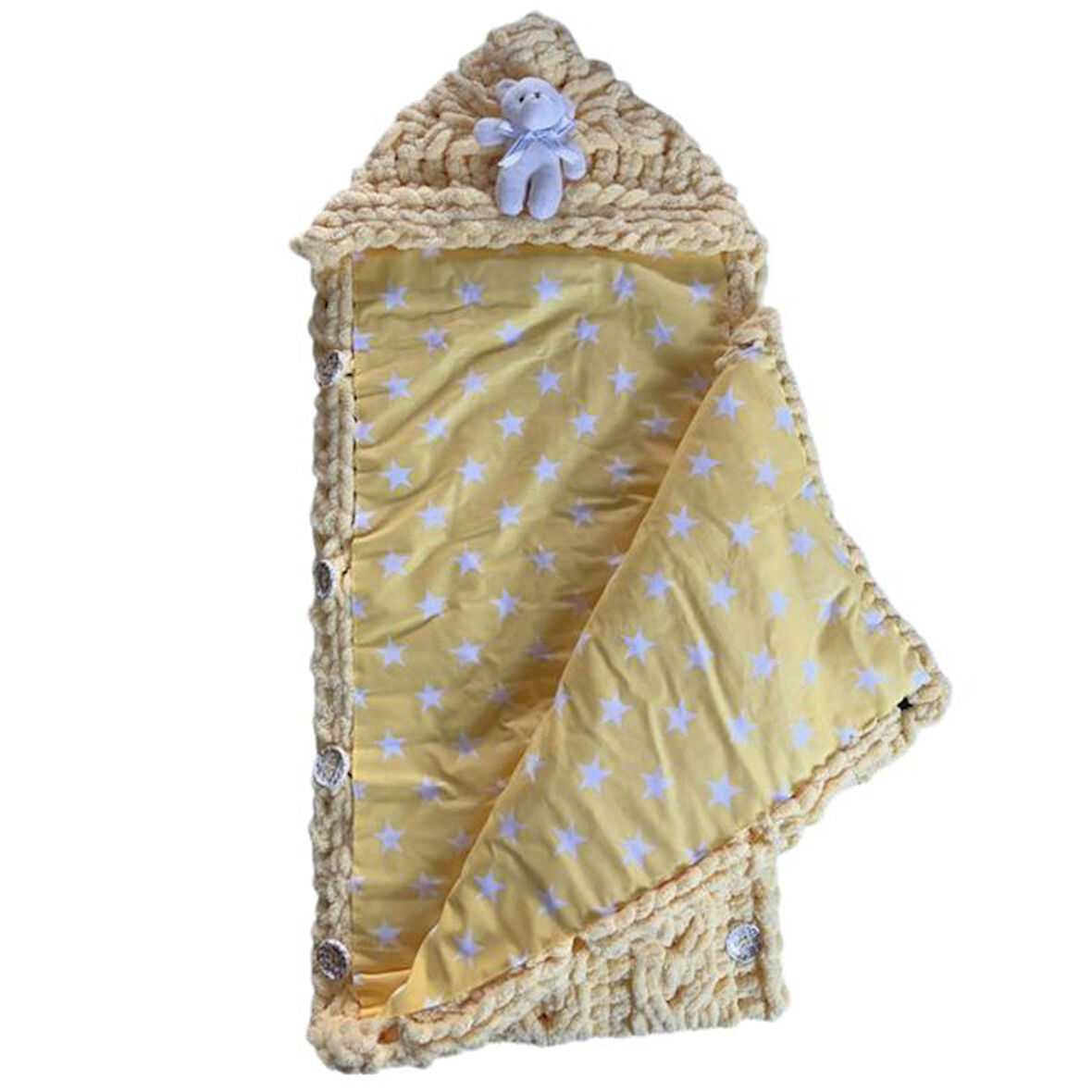 Uretti - Gül 5142 0674 El Örgüsü Puffy İplik Kundak Bebek Battaniyesi / 0 - 2 Yaş