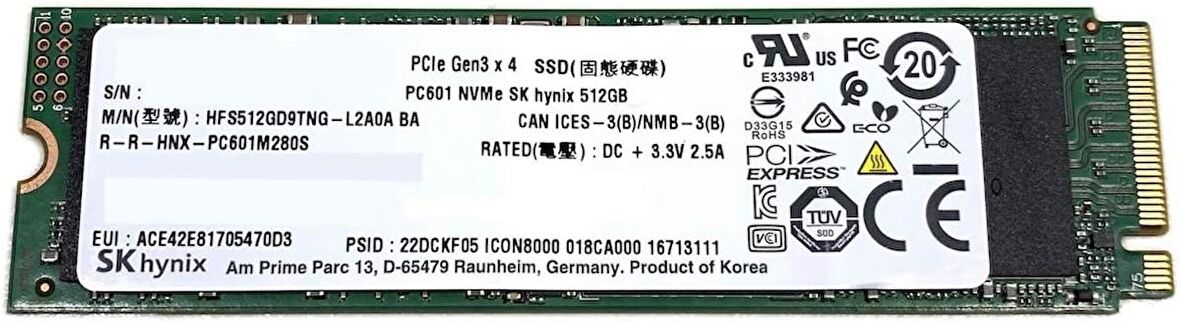 SK Hynix BC901 512GB 2280 M.2 NVMe SSD  