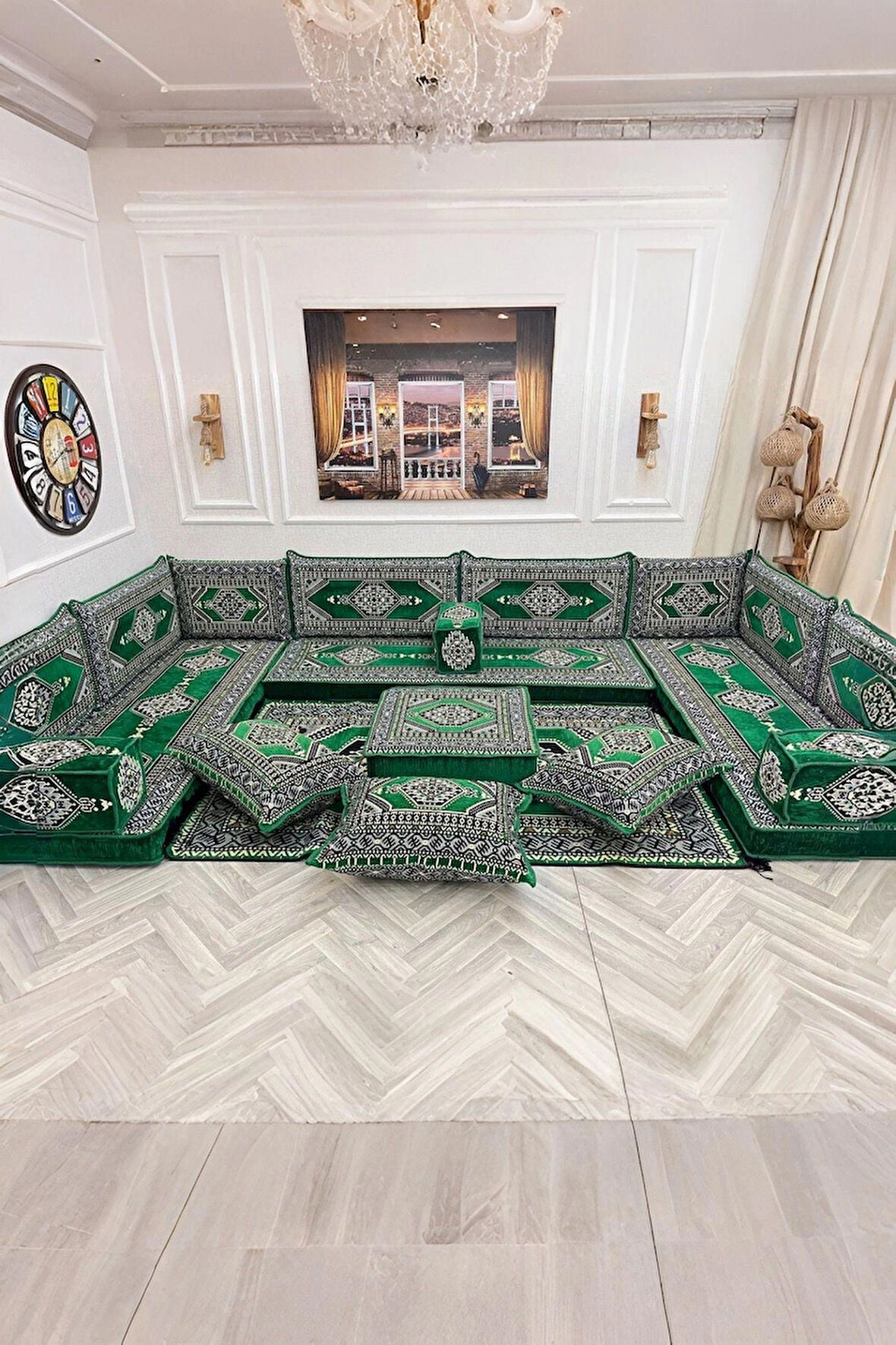 Şark Köşesi Takımı %100 Yerli Üretim | Özel Dokuma Kumaş | 10 cm Çökmeyen Sünger Minder