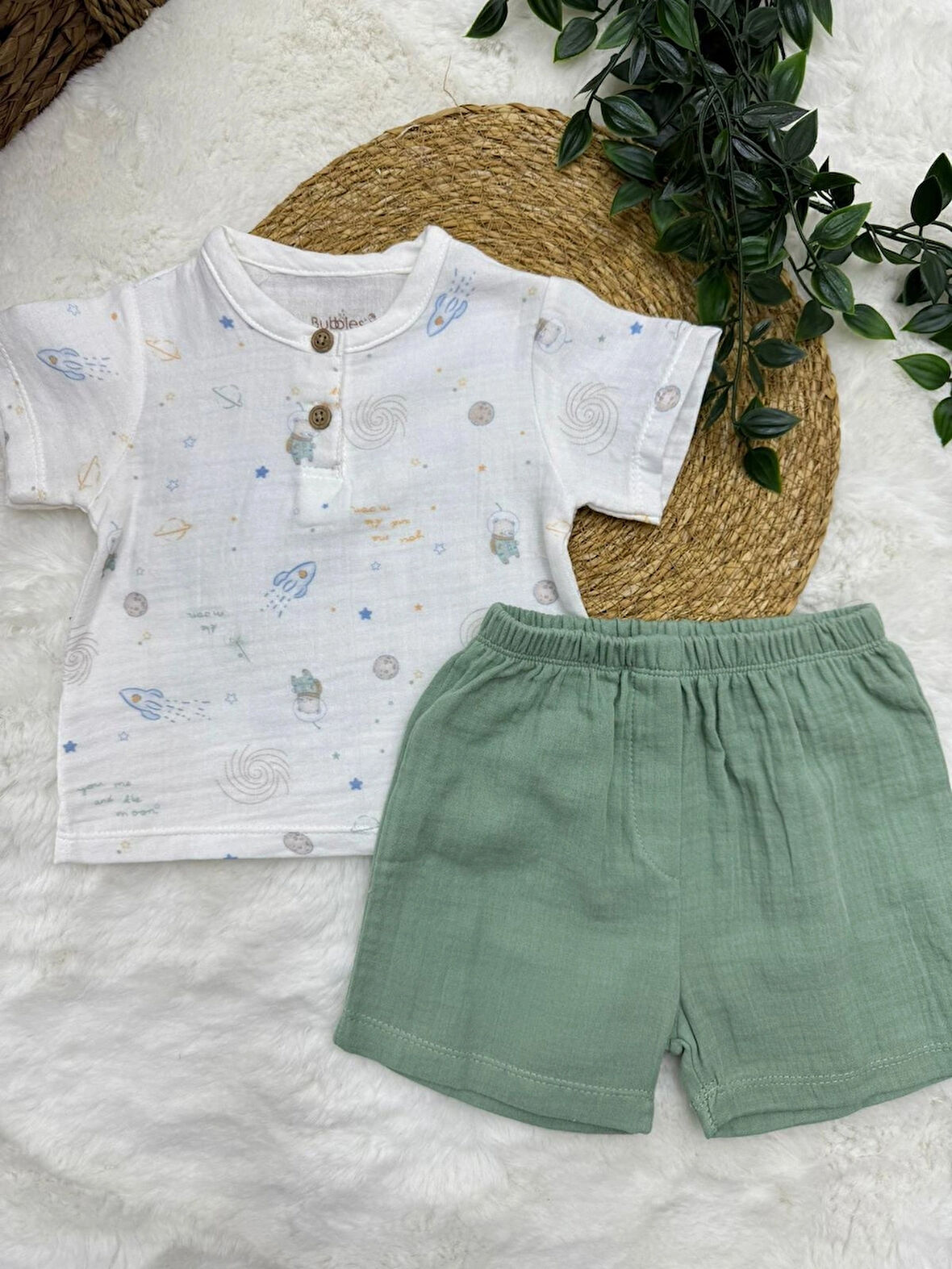 ERKEK BEBEK PAMUKLU MÜSLİN 2'Lİ TAKIM