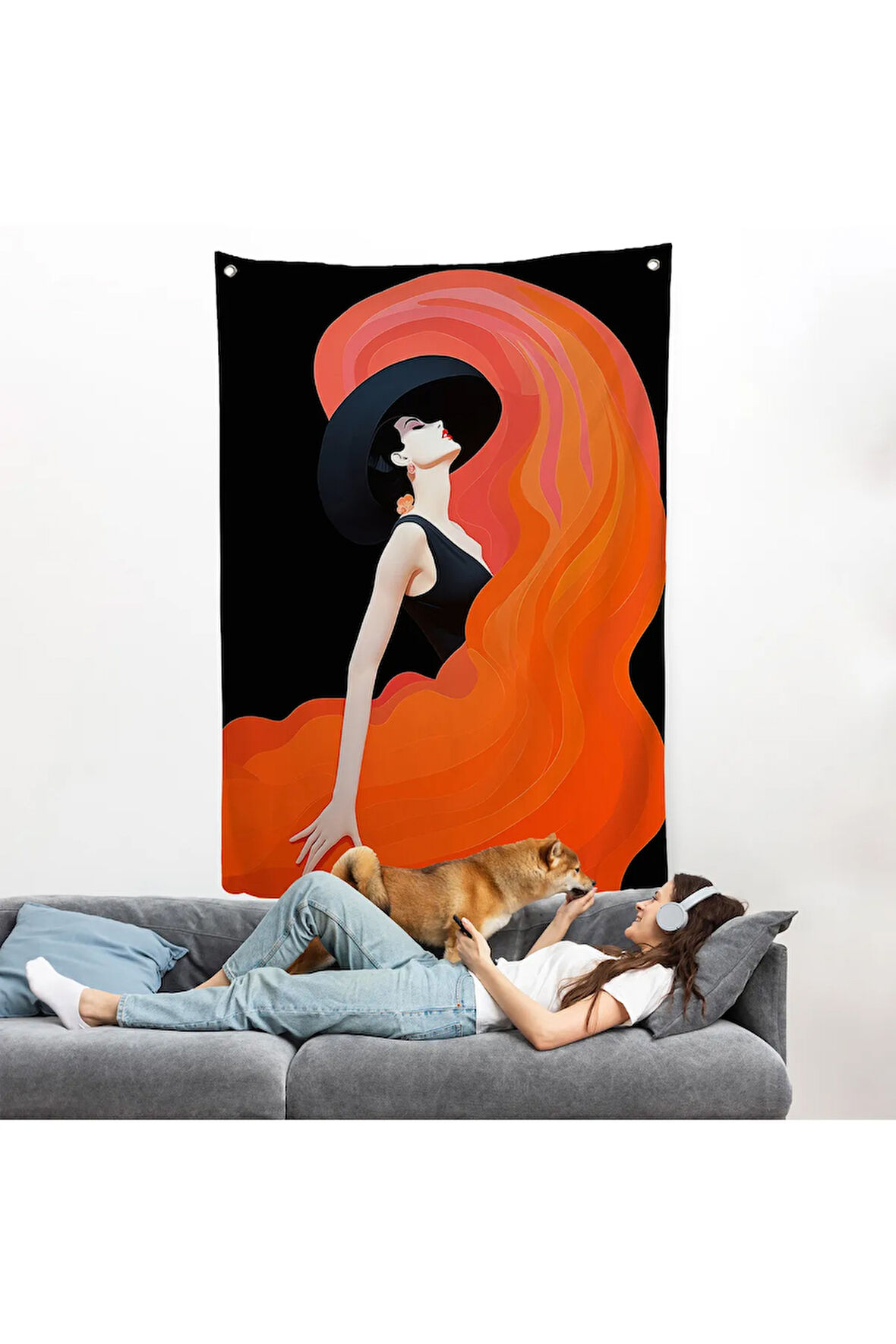 Güzel Soyut Kadın Duvar Örtüsü-7659