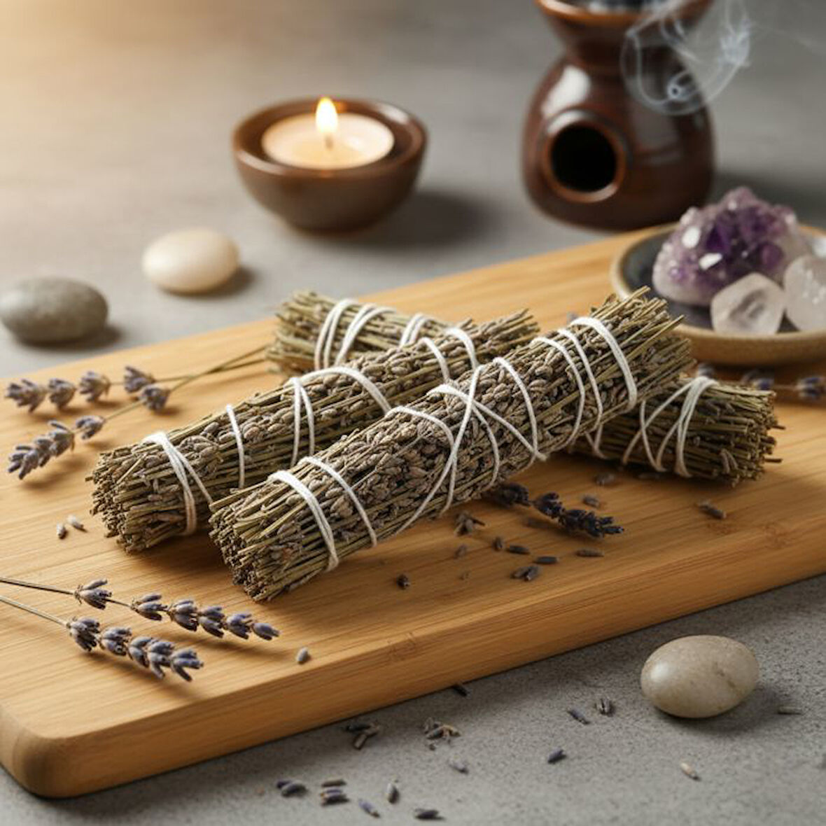 Uretti - Okay 5711 Doğal Lavanta Ve Kekik Tütsü Seti (3 Adet) – Bereket Ve Arınma İçin El Yapımı Aromatik Demet