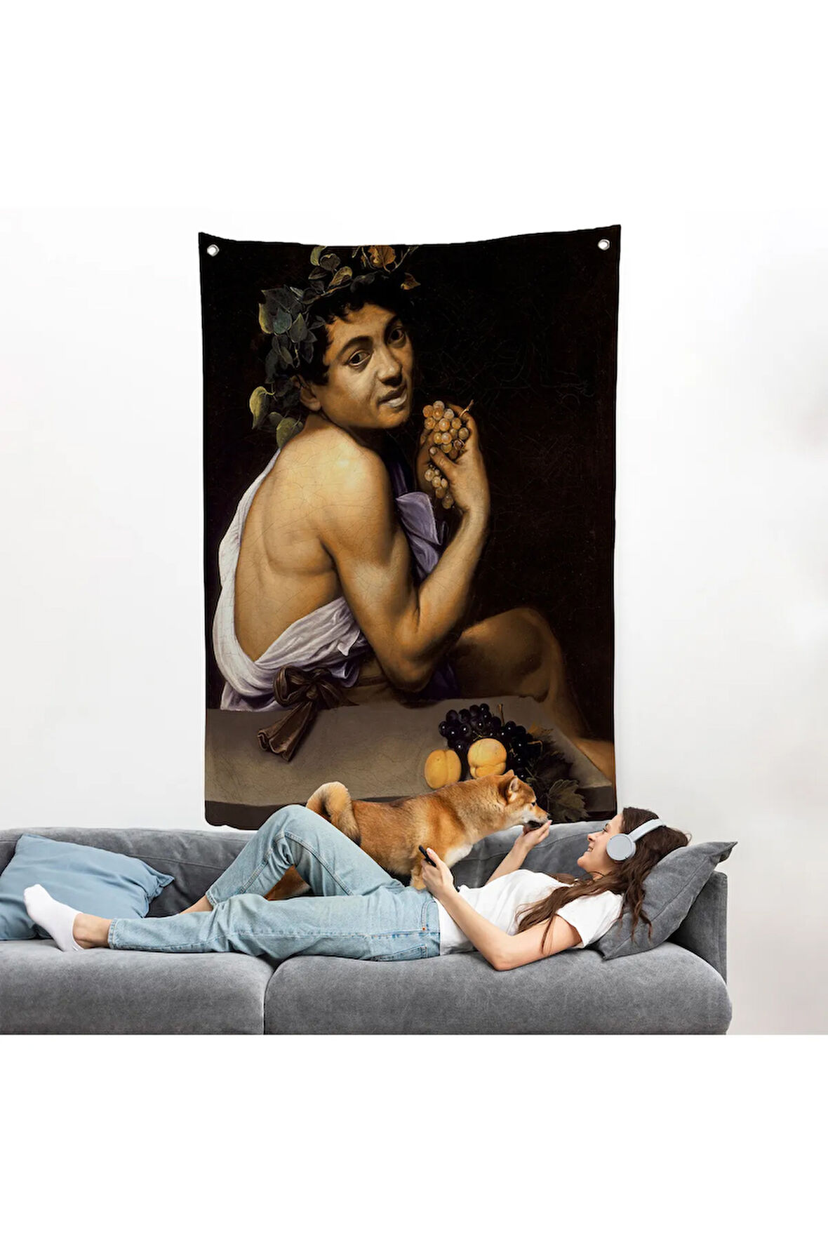 Genç Hasta Bacchus - Caravaggio Duvar Örtüsü-7665