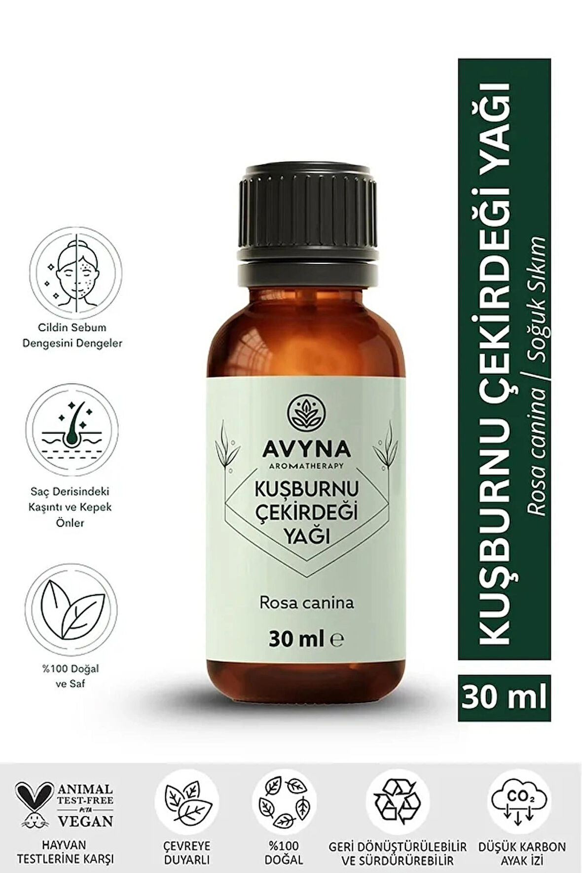 Reyo Avyna Kuşburnu Çekirdeği Yağı 30 ml Soğuk Sıkım %100 Saf ve Doğal
