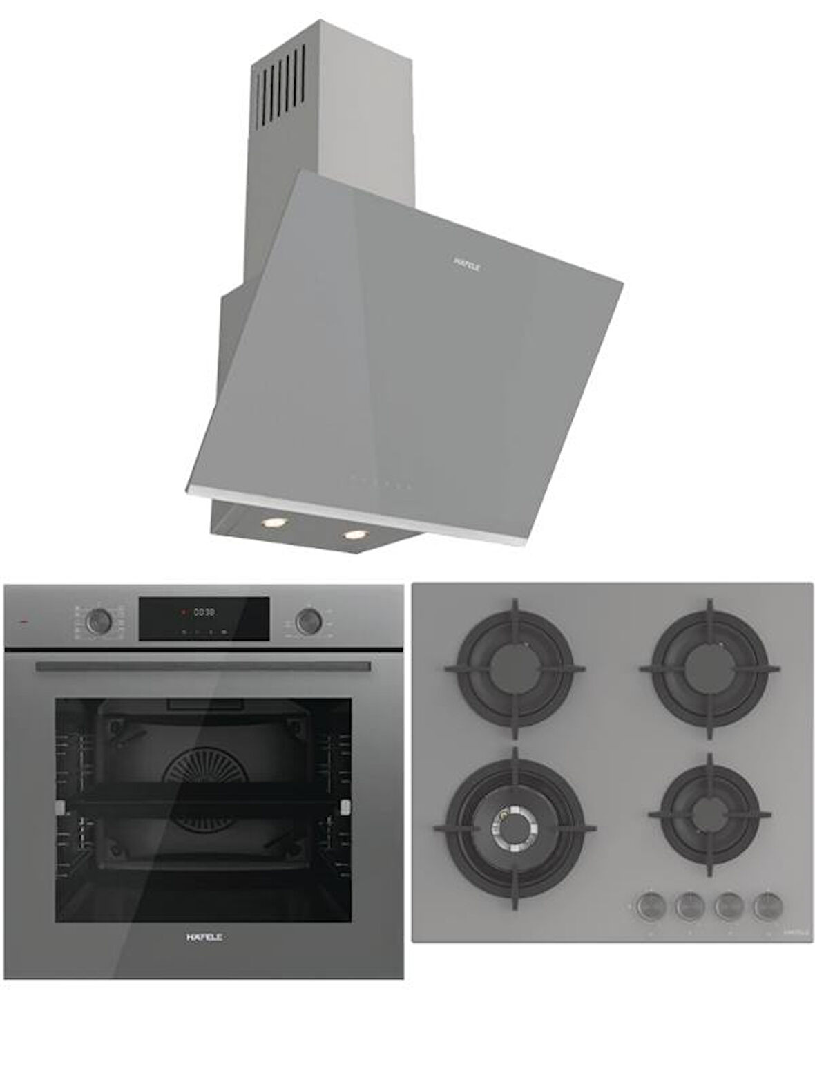 ORION Gri Ankastre Set (3G1W Ocak/10F Fırın/Orion Davlumbaz)