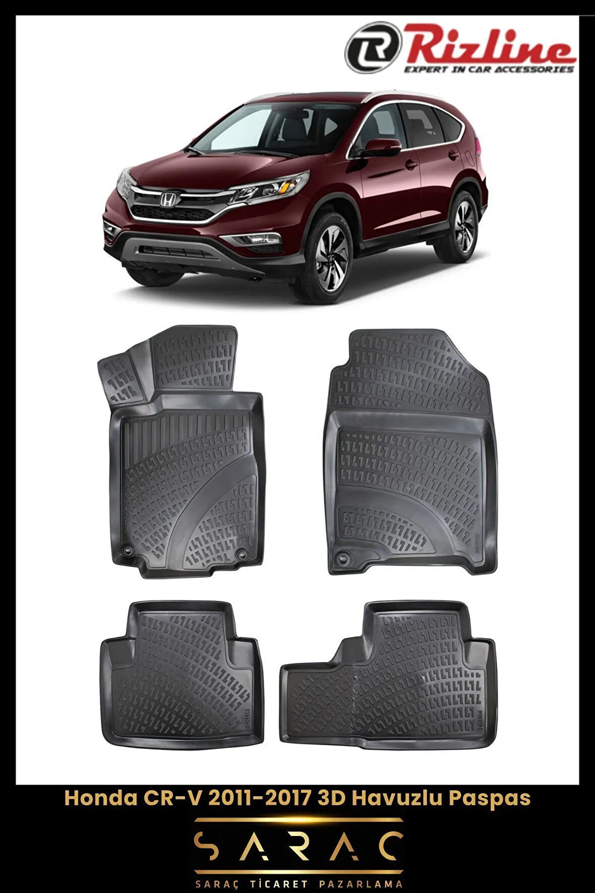 Rizline Honda CR-V 2011 Model(Yeni Kasa) 3D Havuzlu Paspas