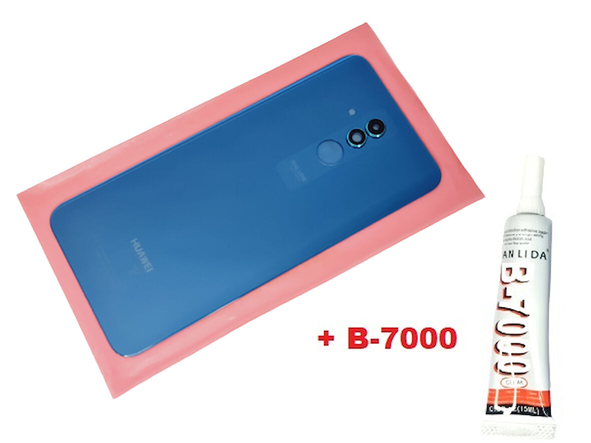 Huawei Uyumlu MATE 20 Lite Arka Pil Batarya Kapağı ( LENSLİ CAM ) (B-7000) MAVİ