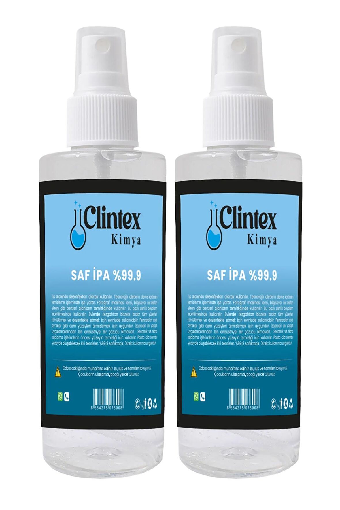 Clintex Kimya %99.9 Saf Ipa Izopropil Yüzey Temizleyici Solvent 2x200 ml