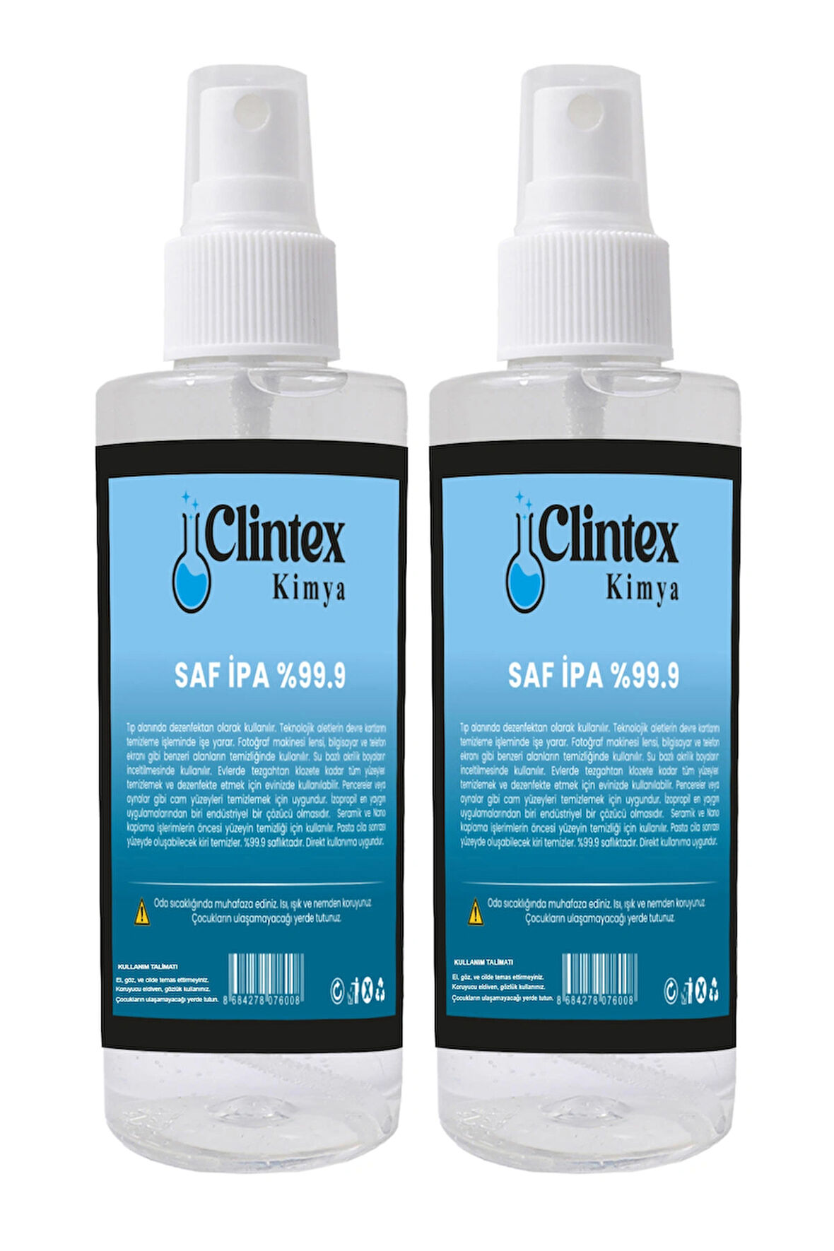 Clintex Kimya %99.9 Saf Ipa Izopropil Yüzey Temizleyici Solvent 2x200 ml