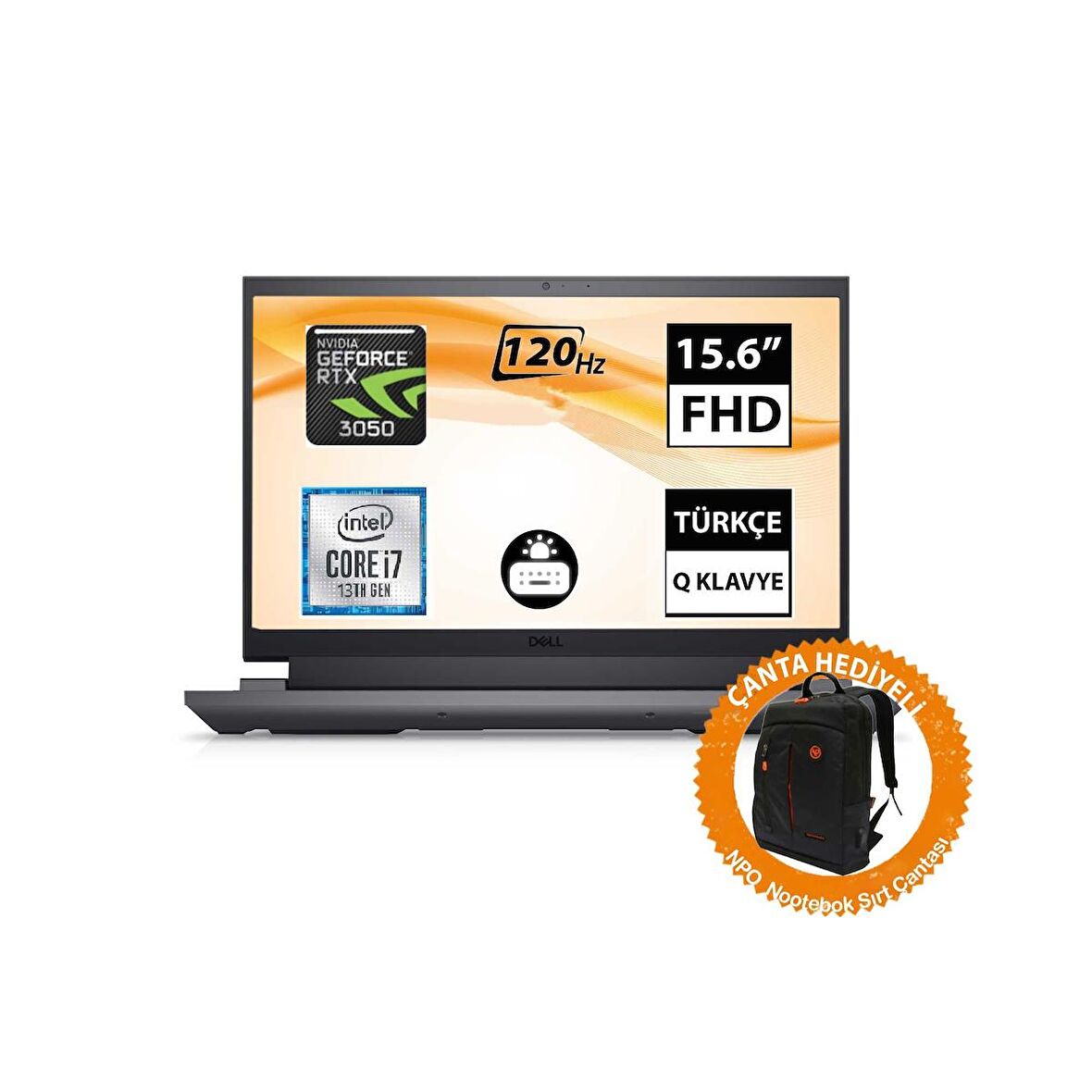 Dell G15 5530 G155530005U i7-13650HX 16GB 512SSD RTX3050 15.6" FullHD FreeDOS Taşınabilir Bilgisayar-CNT001