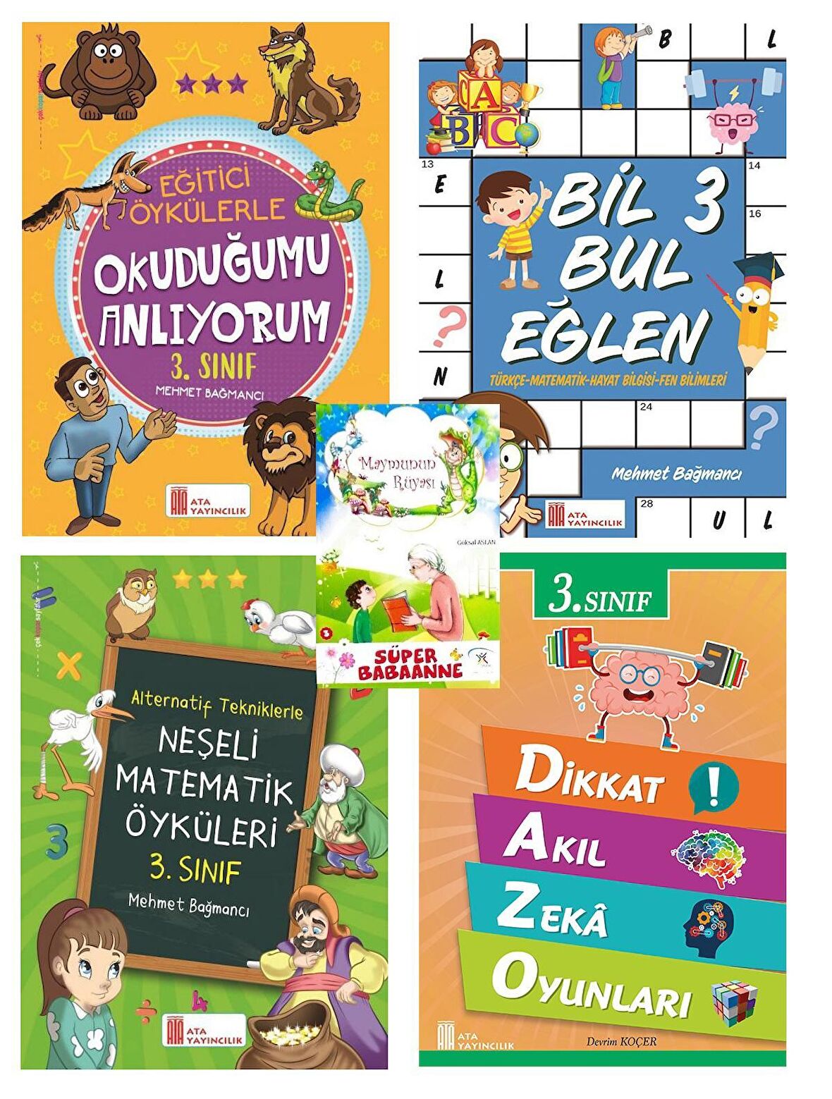 Ata 3.Sınıf Okuduğumu Anlıyorum + Neşeli Matematik Öyküleri + Bil Bul + Dikkat Akıl Zeka Oyunları