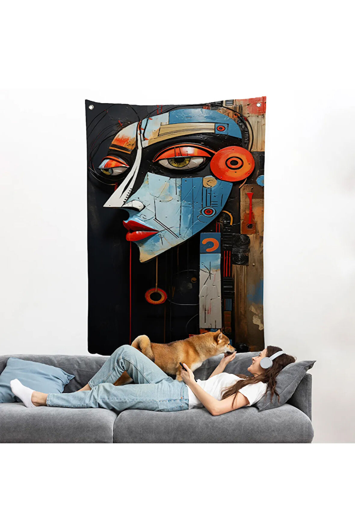 Rustik Soyut Kadın Duvar Örtüsü-7676