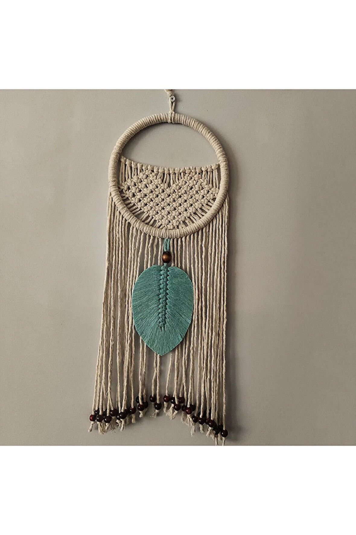 Kalp Işlemeli Dekoratif Makrome Duvar Süsü 20x55
